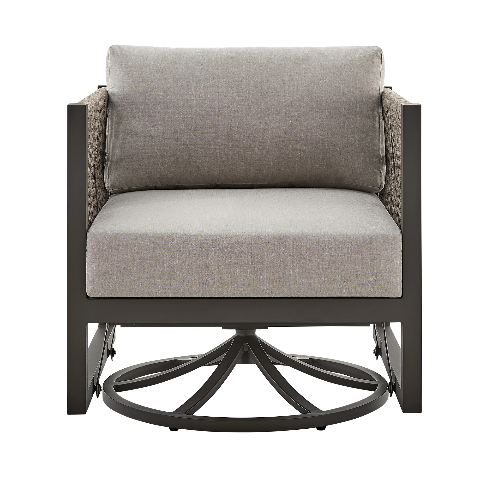 Cuffay Outdoor Patio Swivel Glider Lounge Chair in Black Aluminum with Grey Cushions By Armen Living - Image 13