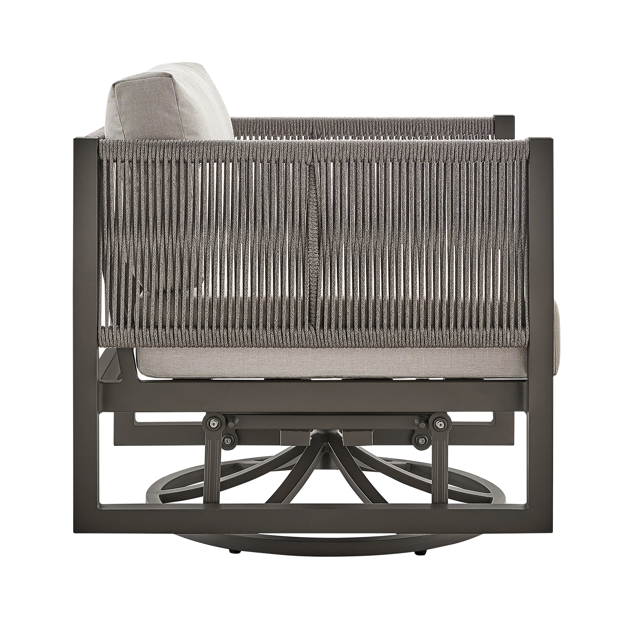Cuffay Outdoor Patio Swivel Glider Lounge Chair in Black Aluminum with Grey Cushions By Armen Living - Image 14