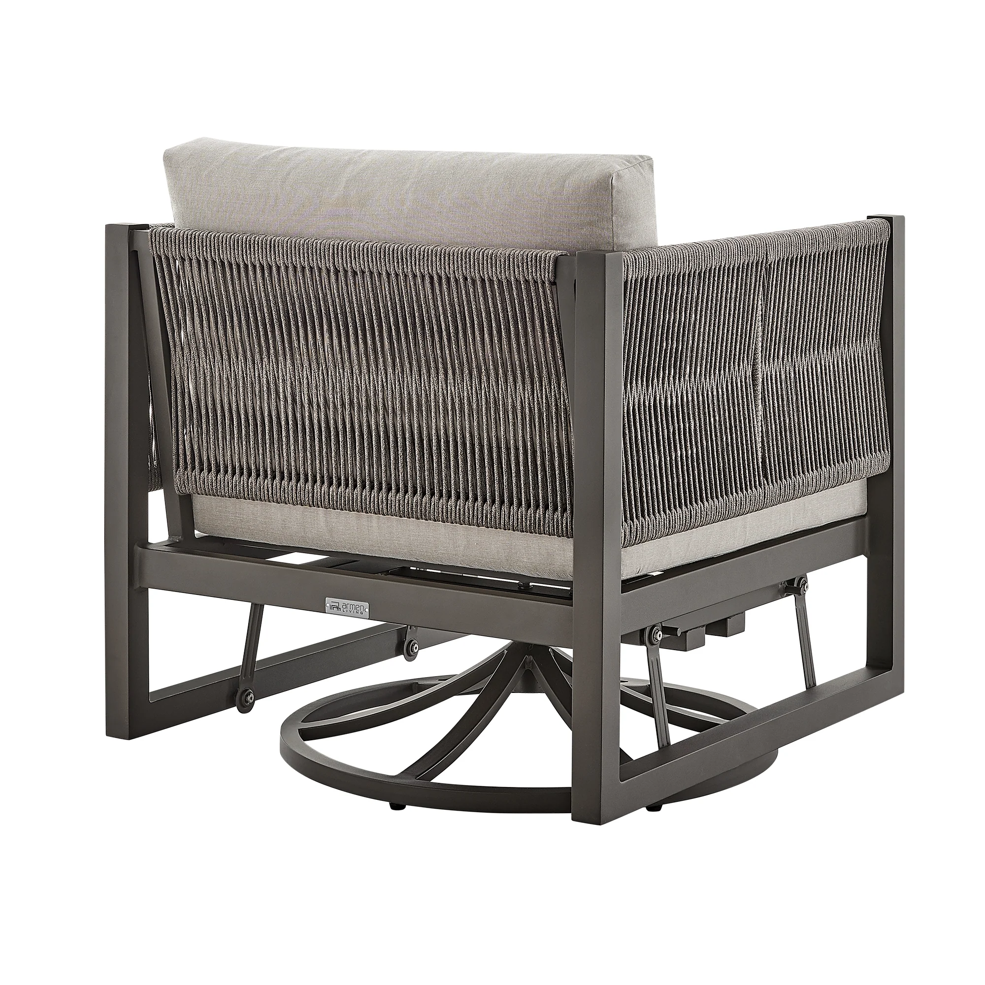 Cuffay Outdoor Patio Swivel Glider Lounge Chair in Black Aluminum with Grey Cushions By Armen Living - Image 15