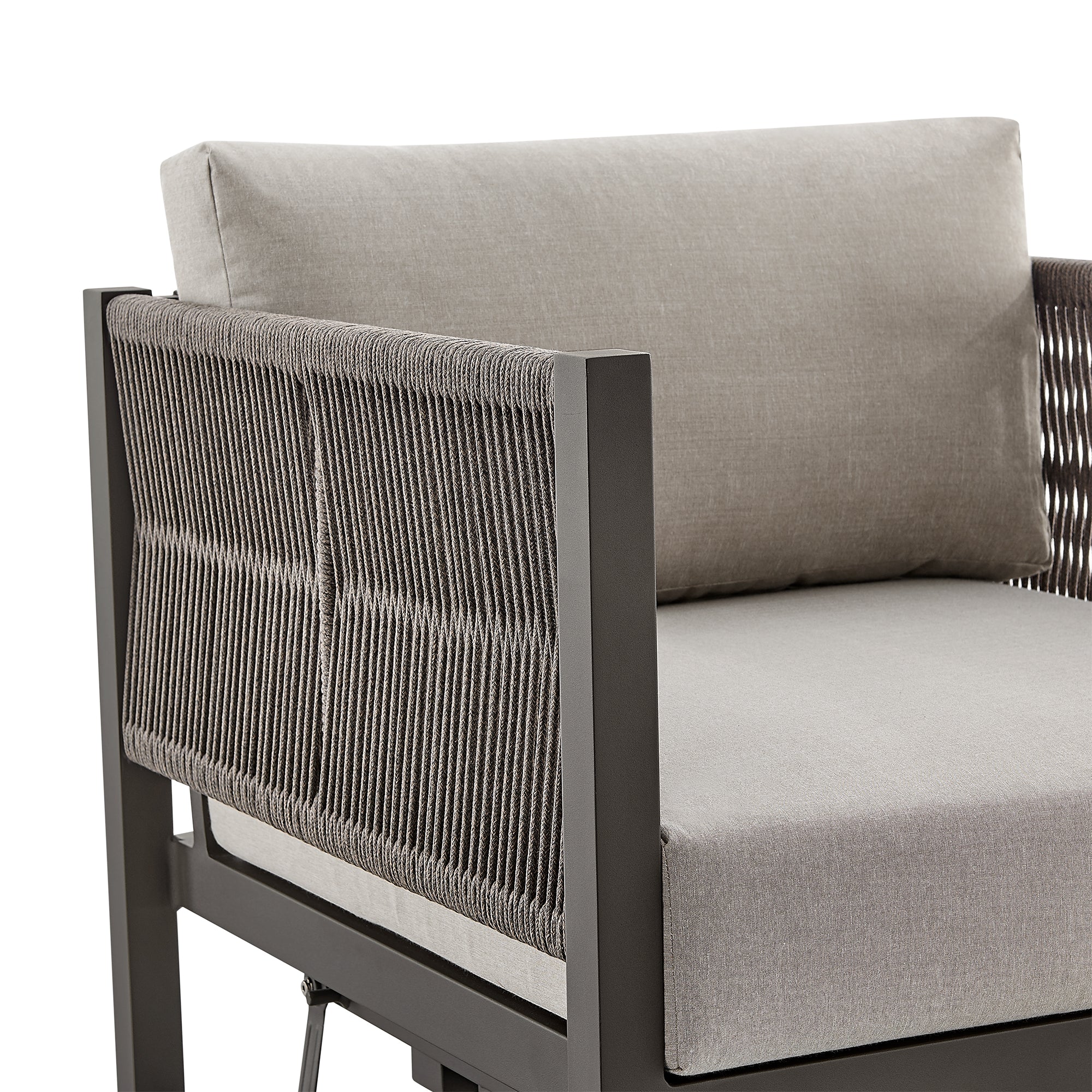 Cuffay Outdoor Patio Swivel Glider Lounge Chair in Black Aluminum with Grey Cushions By Armen Living - Image 16