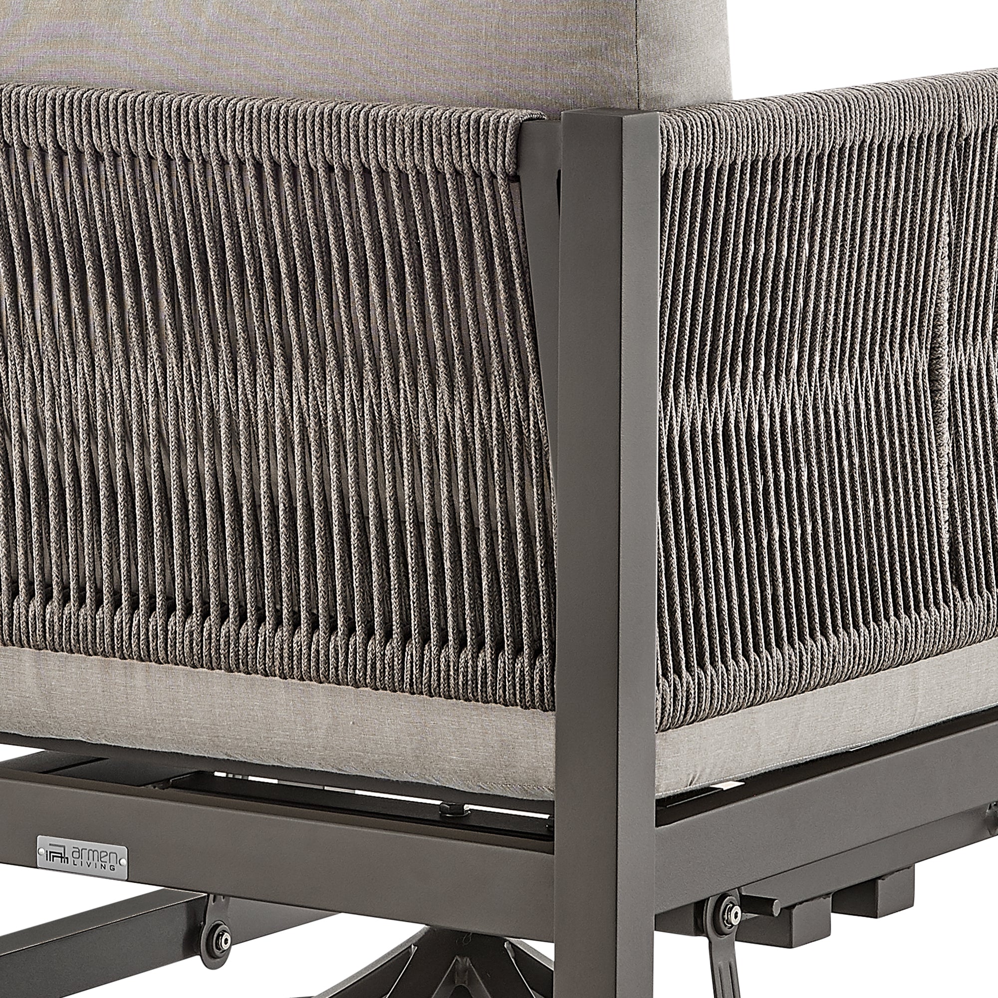 Cuffay Outdoor Patio Swivel Glider Lounge Chair in Black Aluminum with Grey Cushions By Armen Living - Image 17