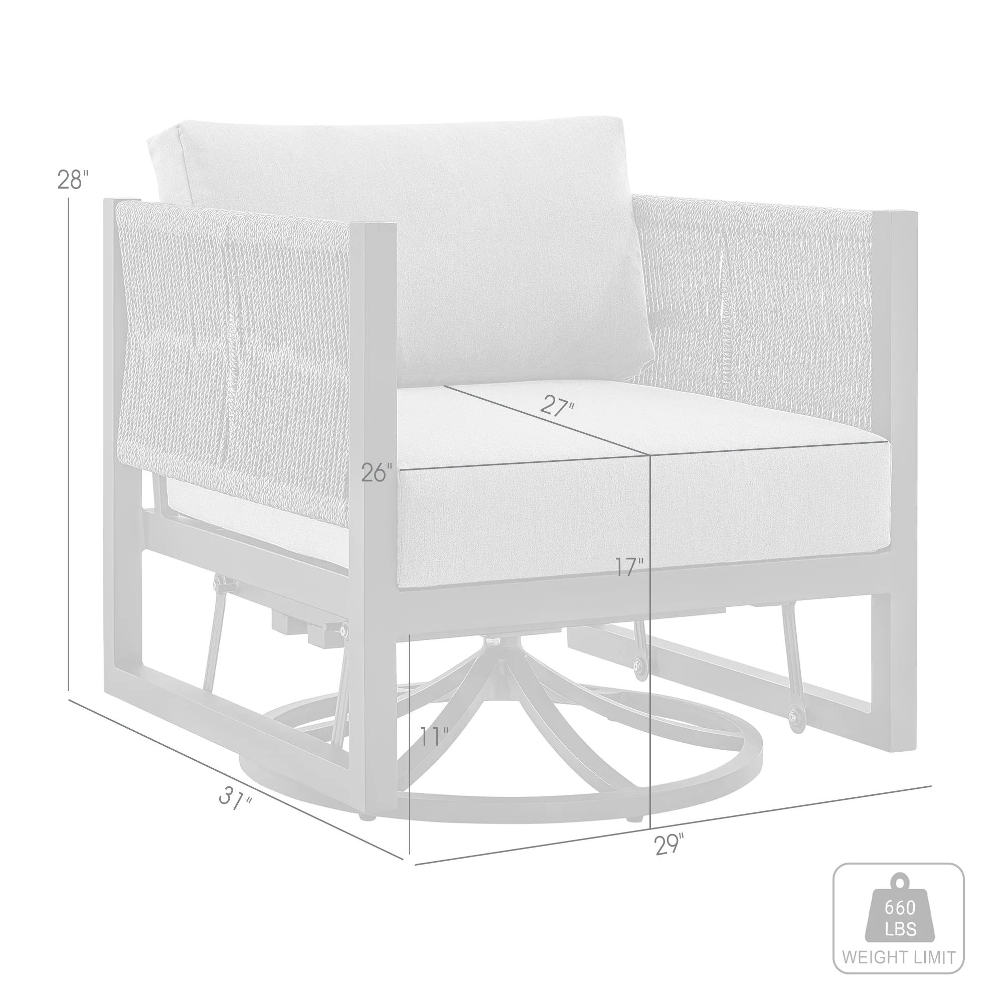Cuffay Outdoor Patio Swivel Glider Lounge Chair in Black Aluminum with Grey Cushions By Armen Living - Image 19