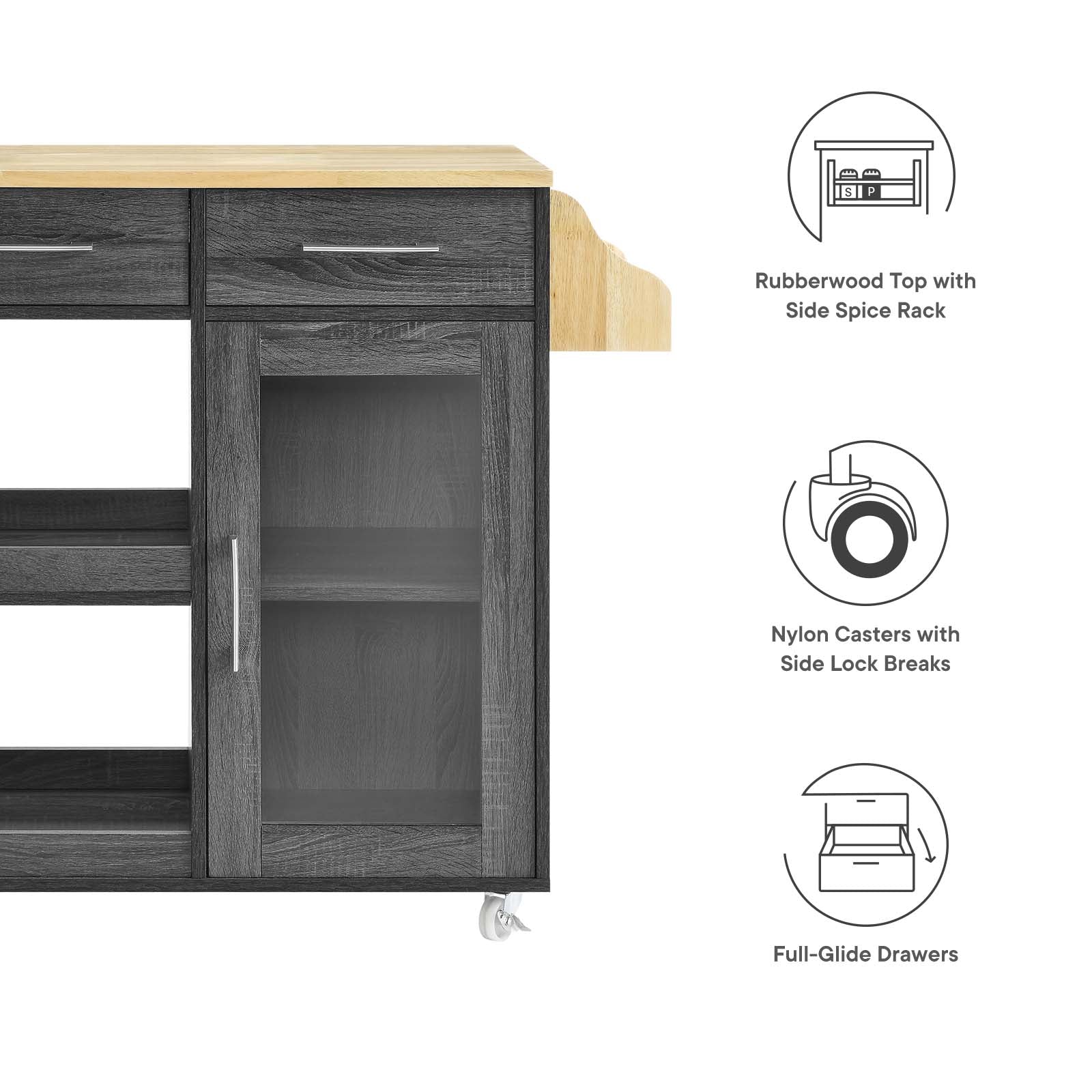 Culinary Kitchen Cart With Spice Rack By Modway - EEI-6277 - Image 11