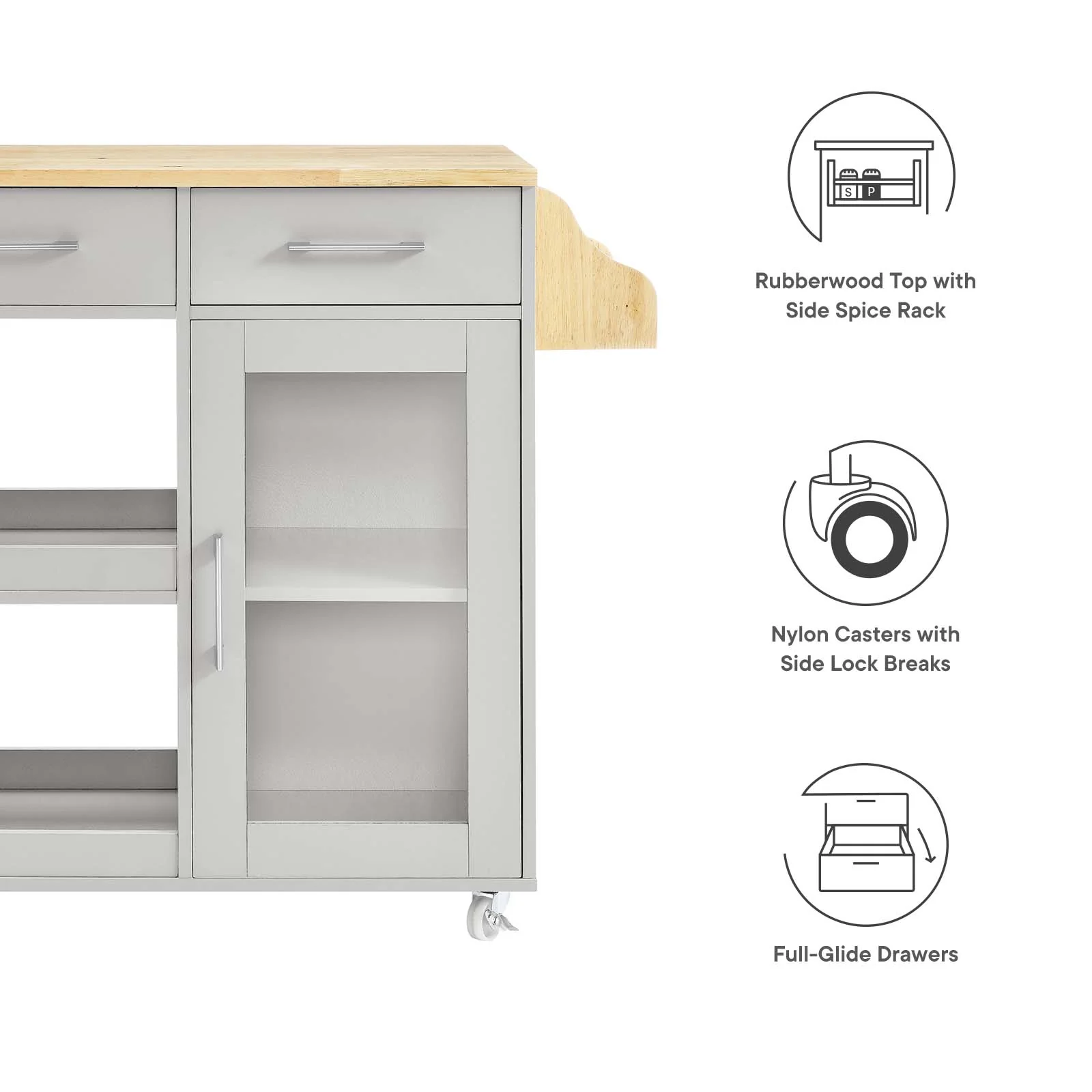 Culinary Kitchen Cart With Spice Rack By Modway - EEI-6277 - Image 22