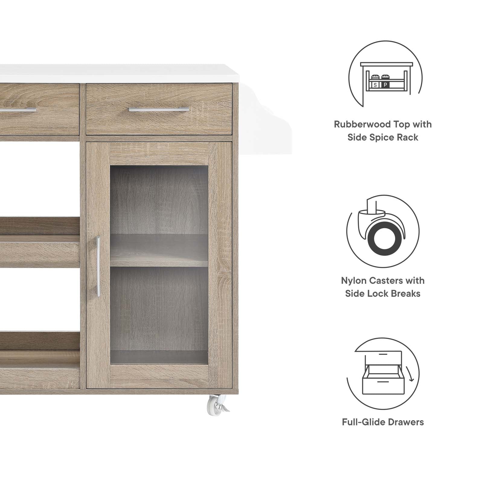 Culinary Kitchen Cart With Spice Rack By Modway - EEI-6277 - Image 33
