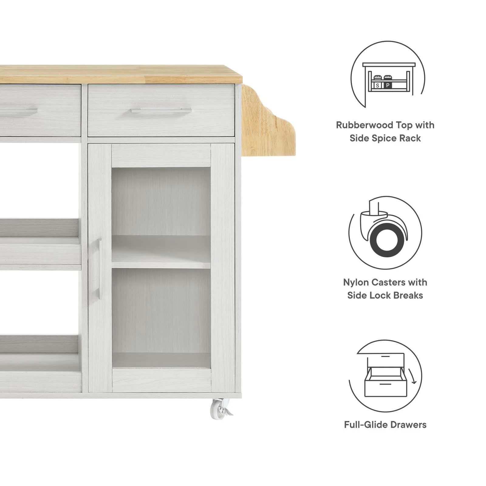 Culinary Kitchen Cart With Spice Rack By Modway - EEI-6277 - Image 44