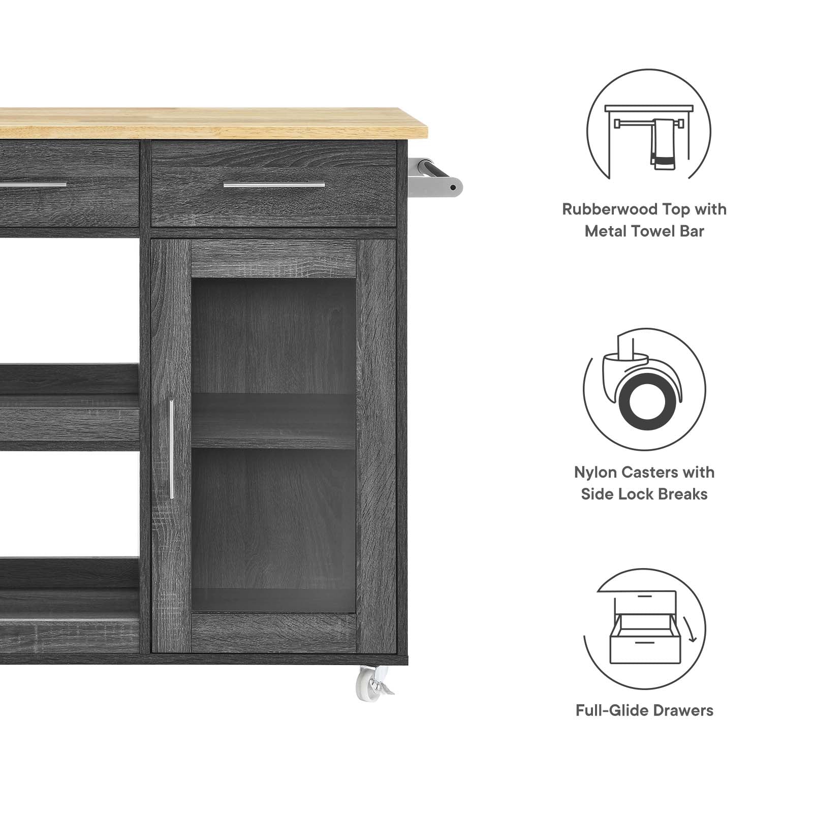 Culinary Kitchen Cart With Towel Bar By Modway - EEI-6275 - Image 11