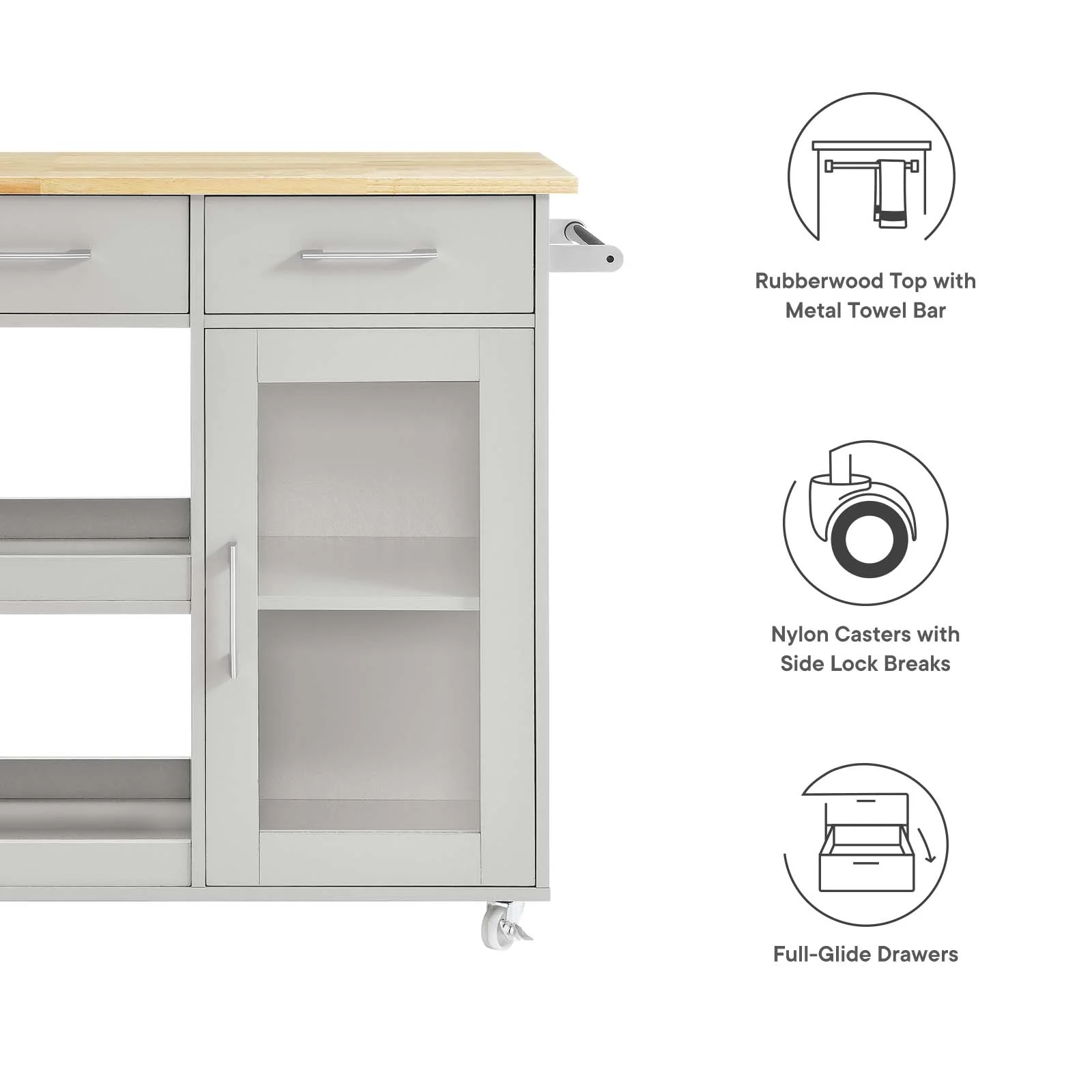Culinary Kitchen Cart With Towel Bar By Modway - EEI-6275 - Image 22