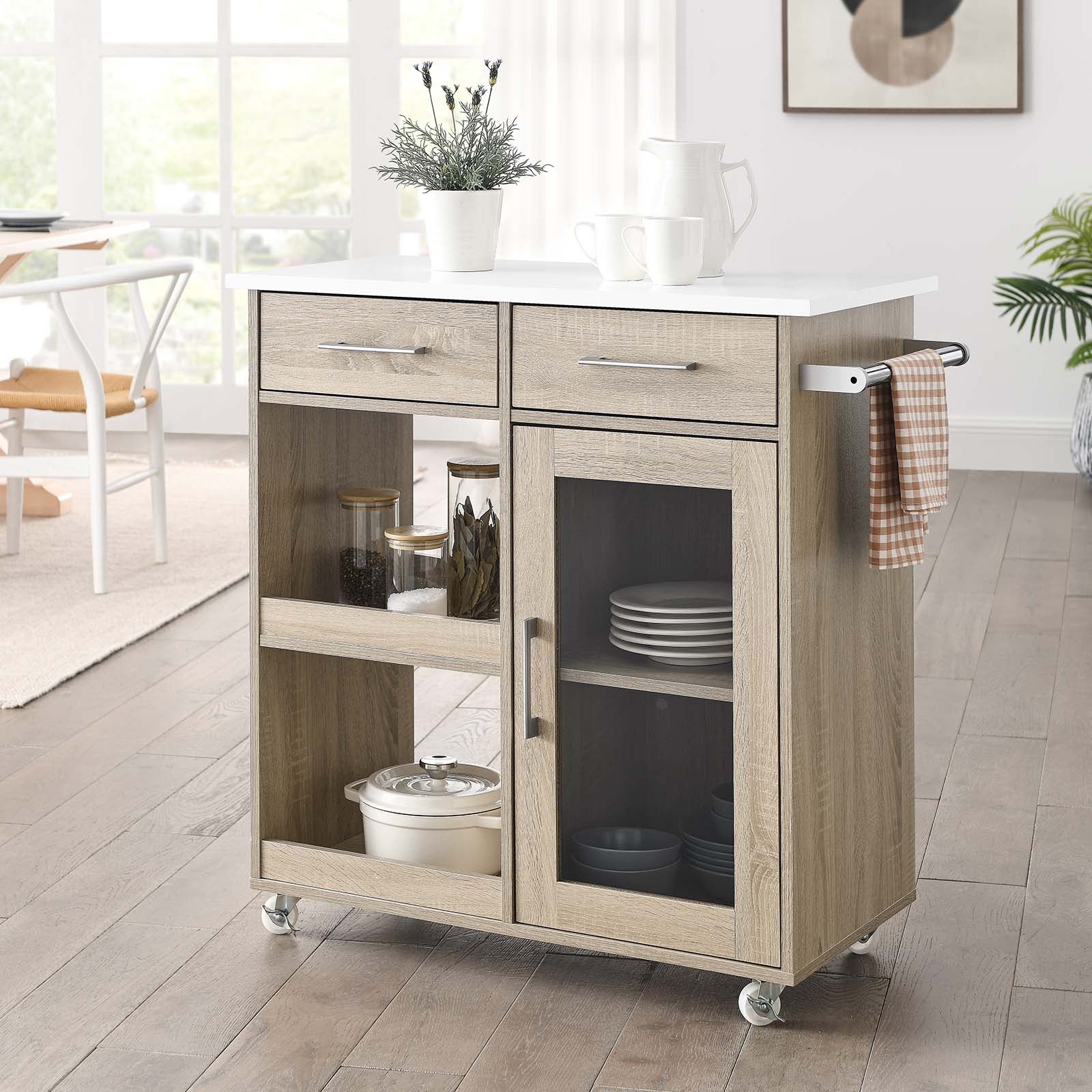 Culinary Kitchen Cart With Towel Bar By Modway - EEI-6275 - Image 23