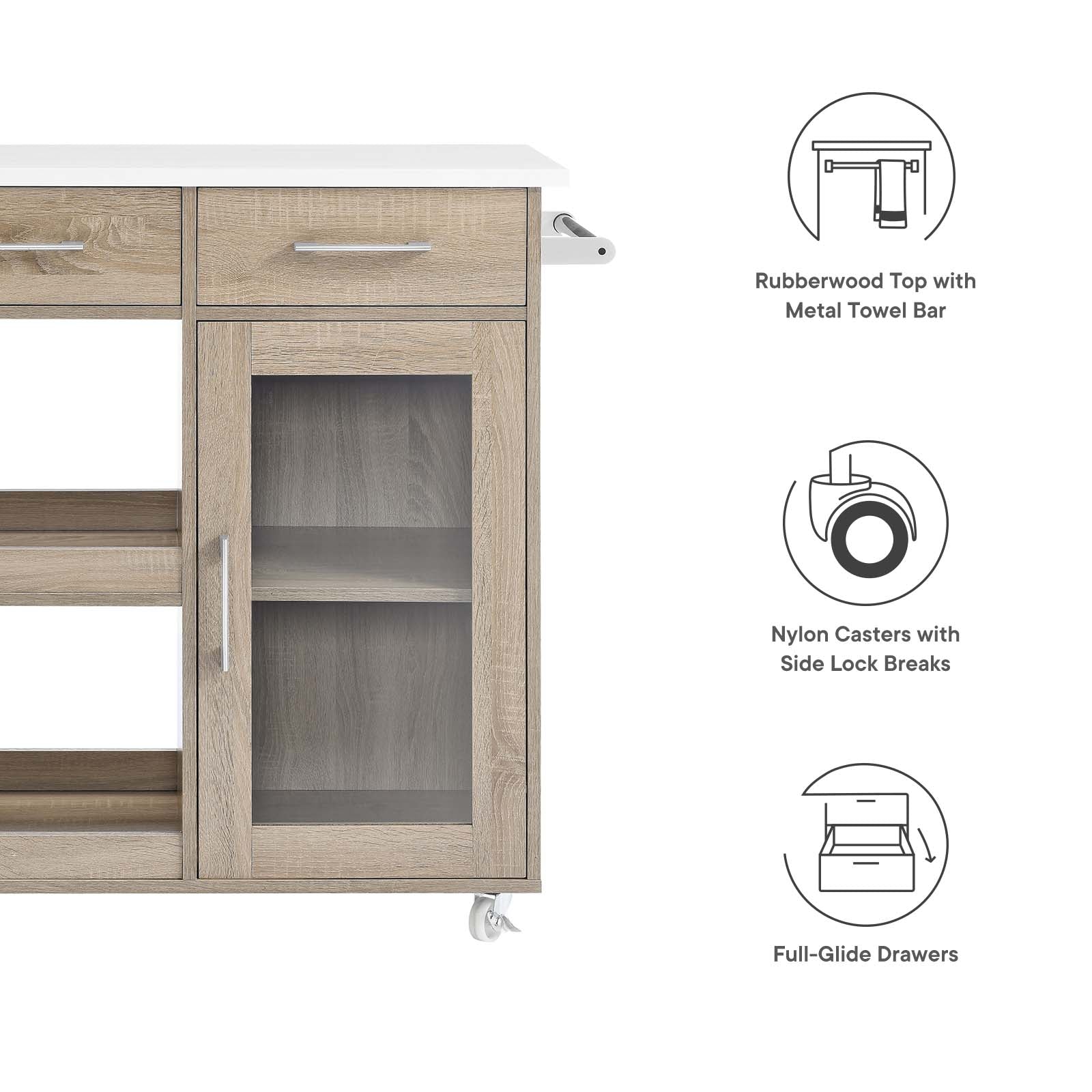 Culinary Kitchen Cart With Towel Bar By Modway - EEI-6275 - Image 33