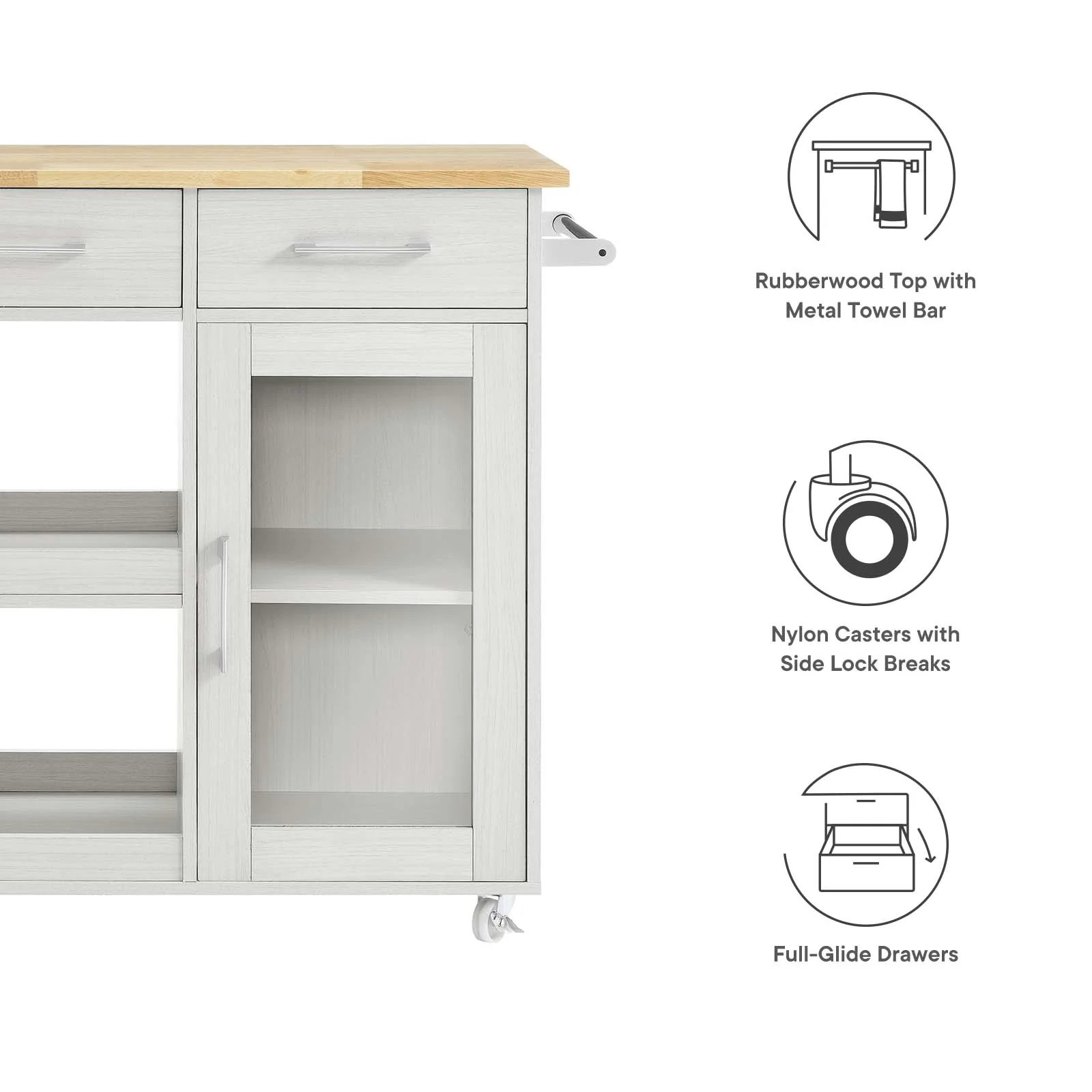 Culinary Kitchen Cart With Towel Bar By Modway - EEI-6275 - Image 44