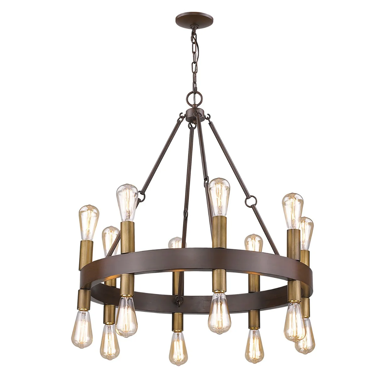 Cumberland 16-Light Wood Finish Chandelier With Raw Brass Sockets By Homeroots - Image 2