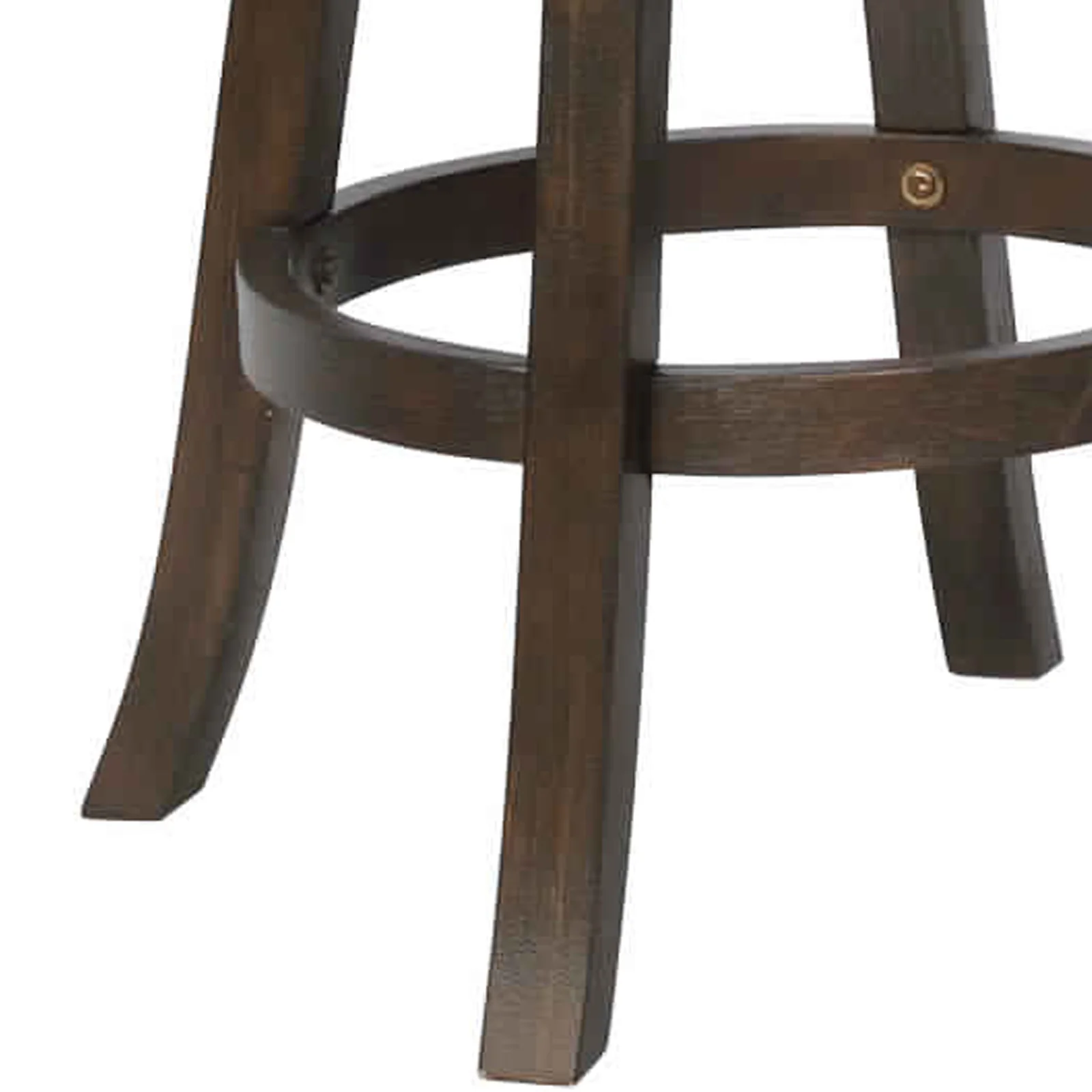 Curved Back Swivel Bar Stool with Leatherette Seat,Set of 2, Gray and Brown By Benzara - Image 3