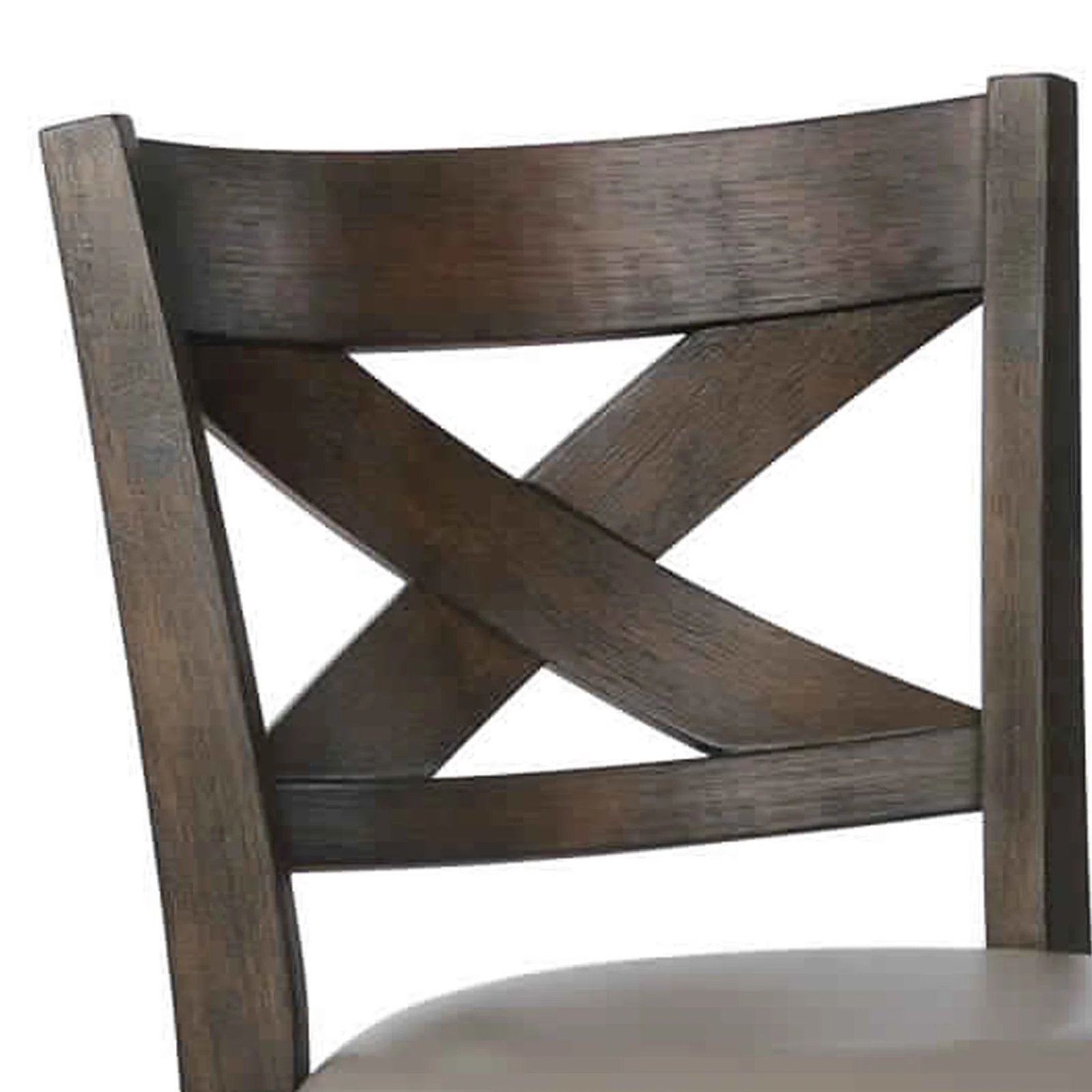 Curved Back Swivel Bar Stool with Leatherette Seat,Set of 2, Gray and Brown By Benzara - Image 4