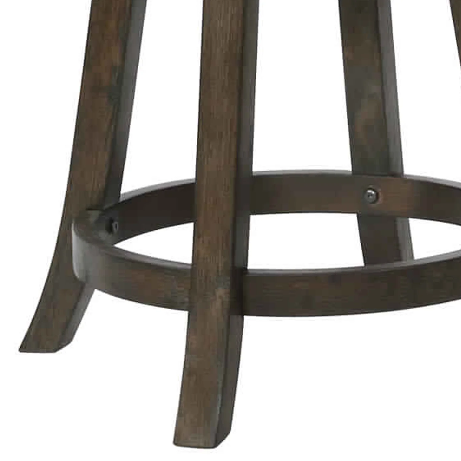 Curved Back Swivel Pub stool with Leatherette Seat,Set of 2, Gray and Brown By Benzara - Image 2