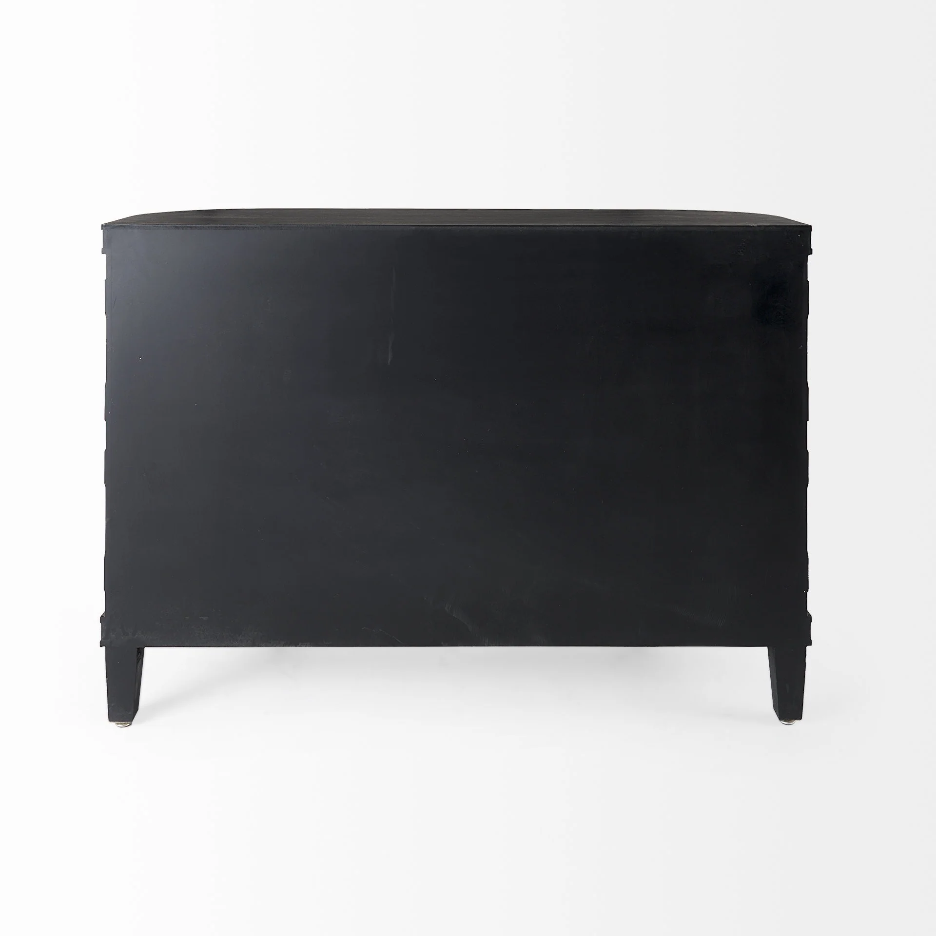 Curved Dark Brown Diamond Pattern Four Door Cabinet By Homeroots - Image 4