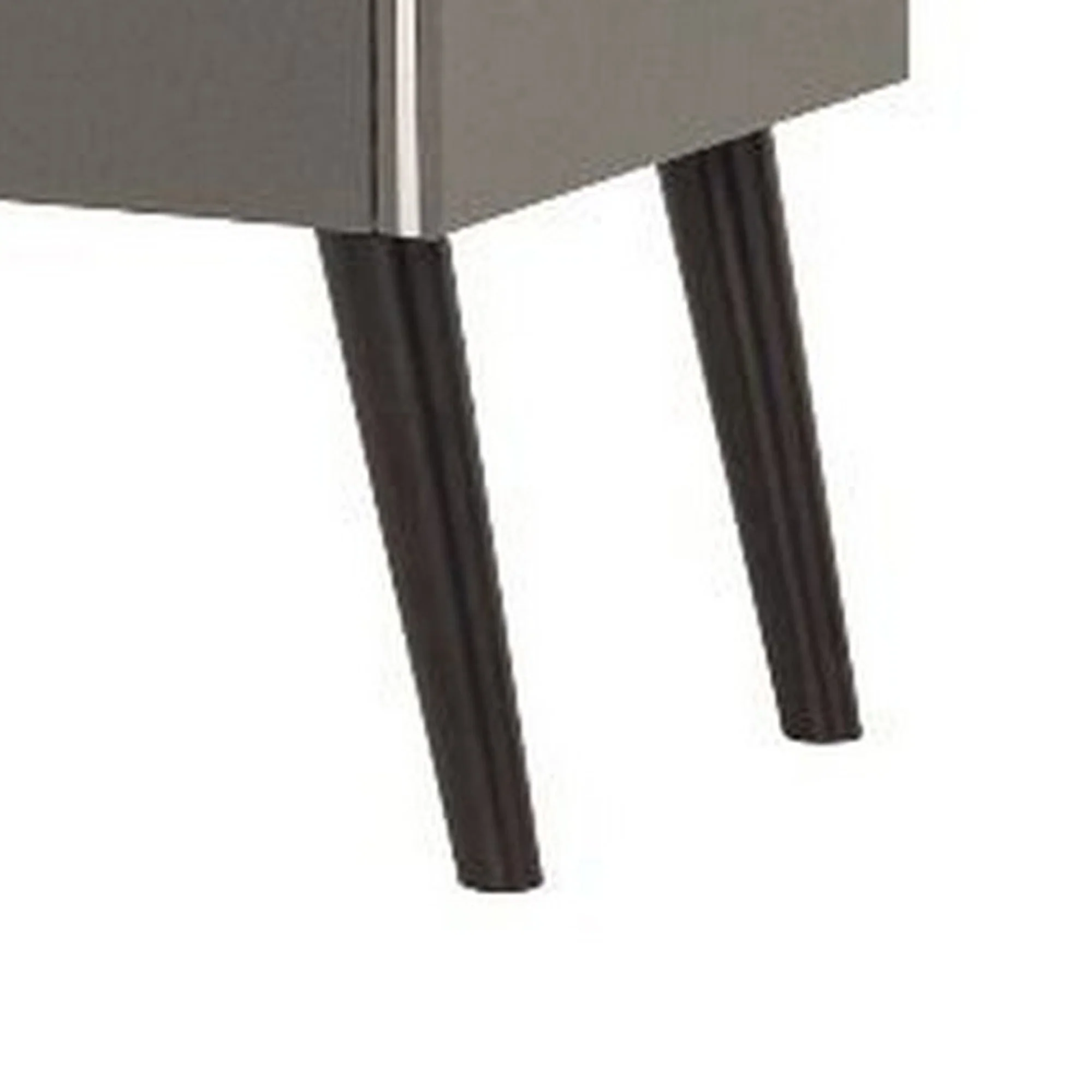 Curved Edge 1 Drawer Nightstand With Chrome Trim Gray And Brown By Benzara - Image 2
