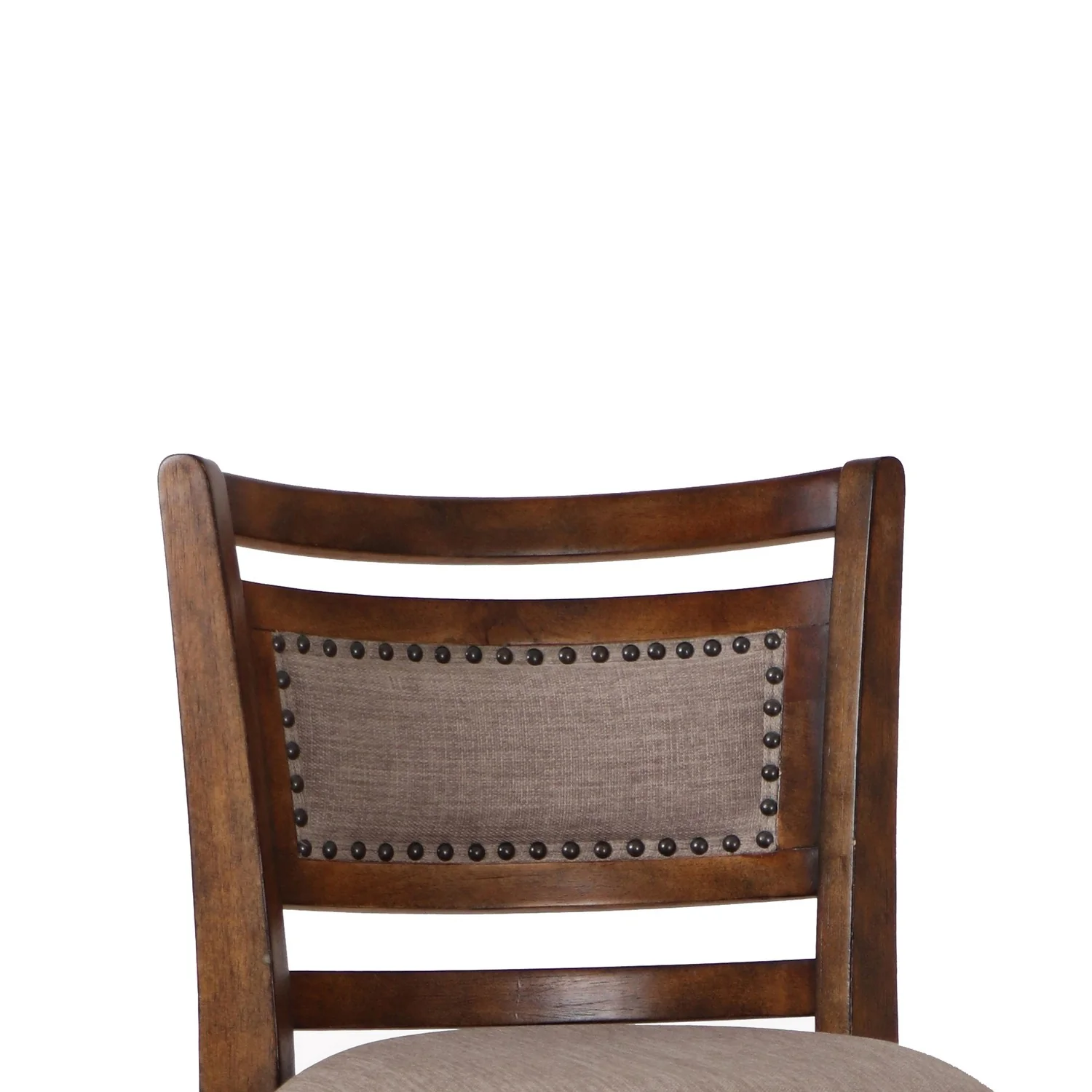 Curved Swivel Barstool with Fabric Padded Seating, Brown and Beige By Benzara - Image 3