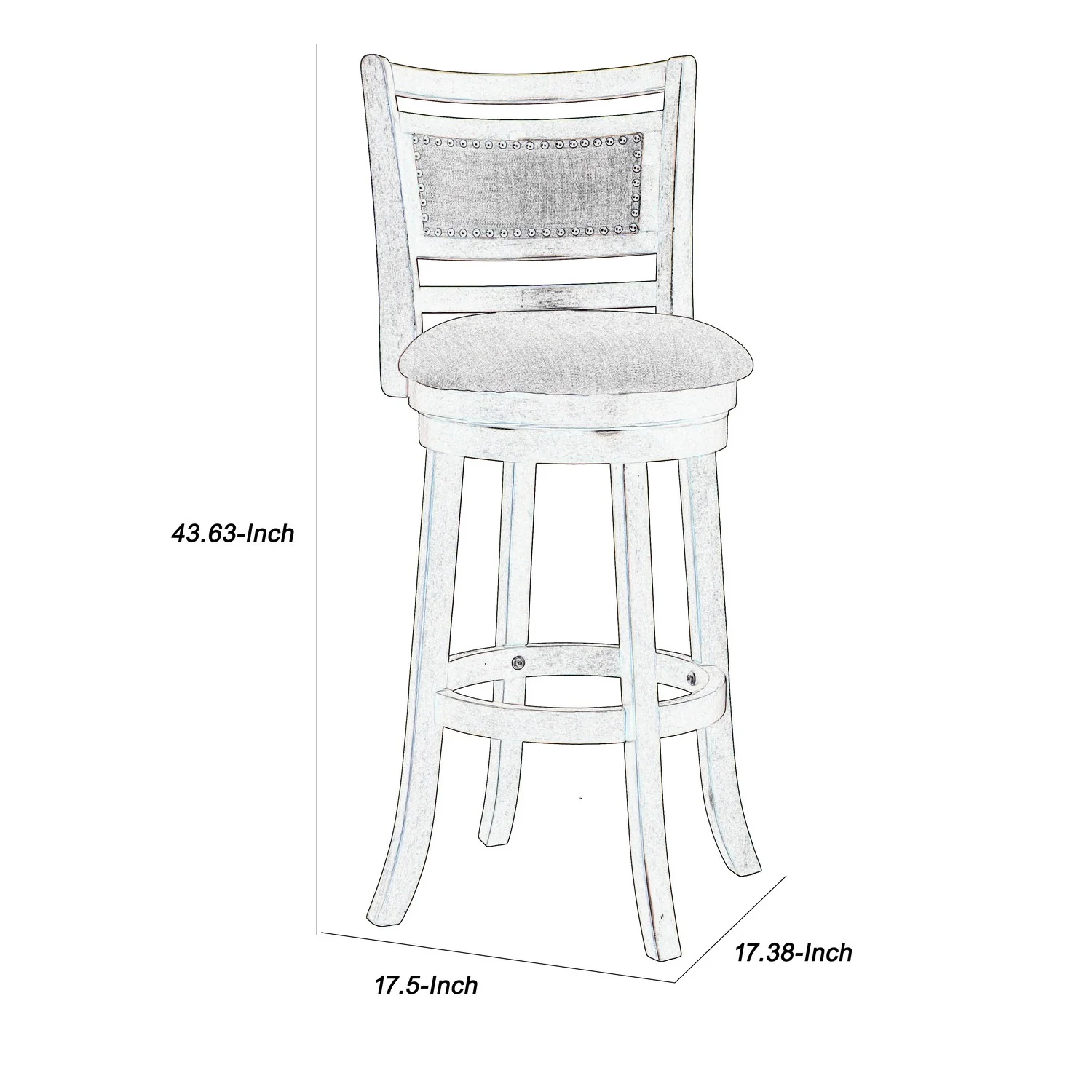 Curved Swivel Barstool with Fabric Padded Seating, Brown and Beige By Benzara - Image 6