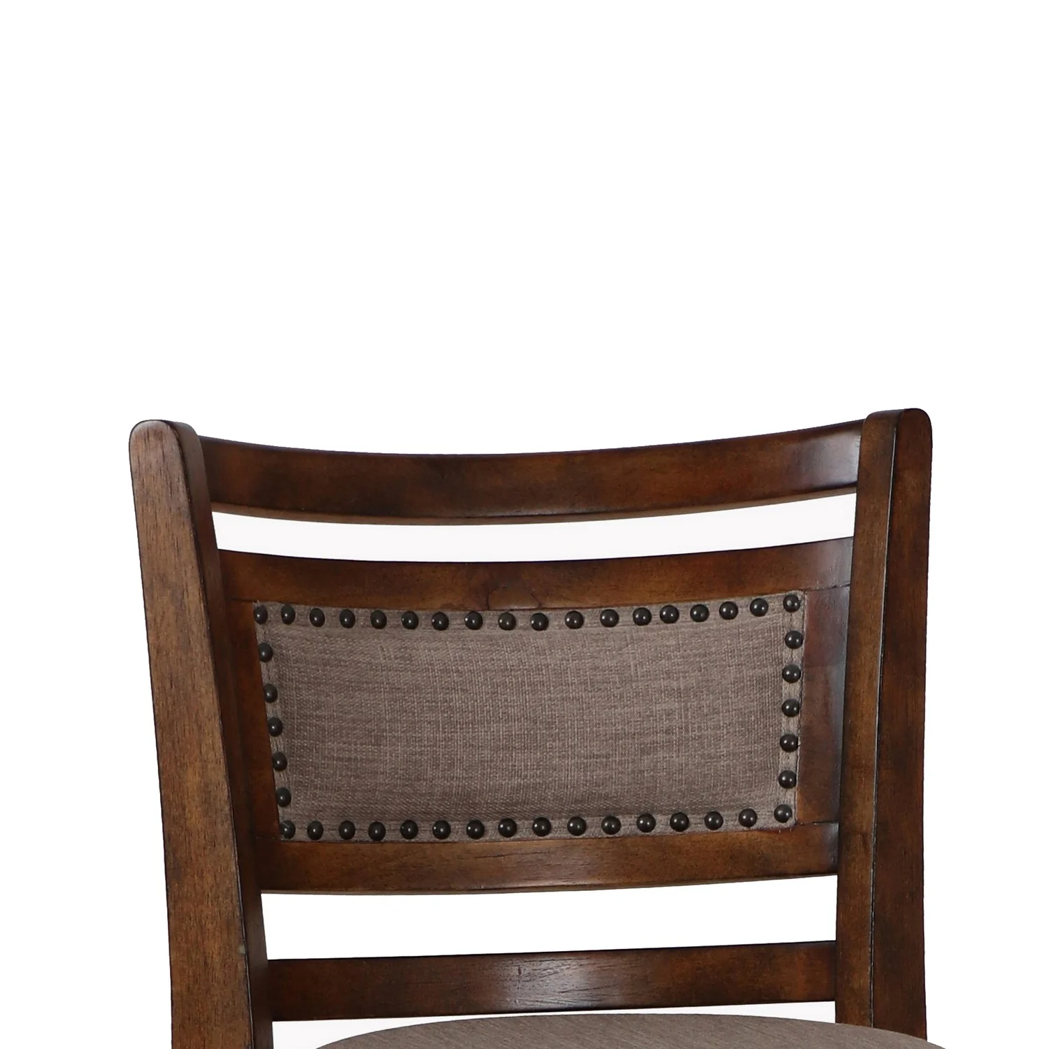 Curved Swivel Counter Stool with Fabric Padded Seating, Brown and Beige By Benzara - Image 2