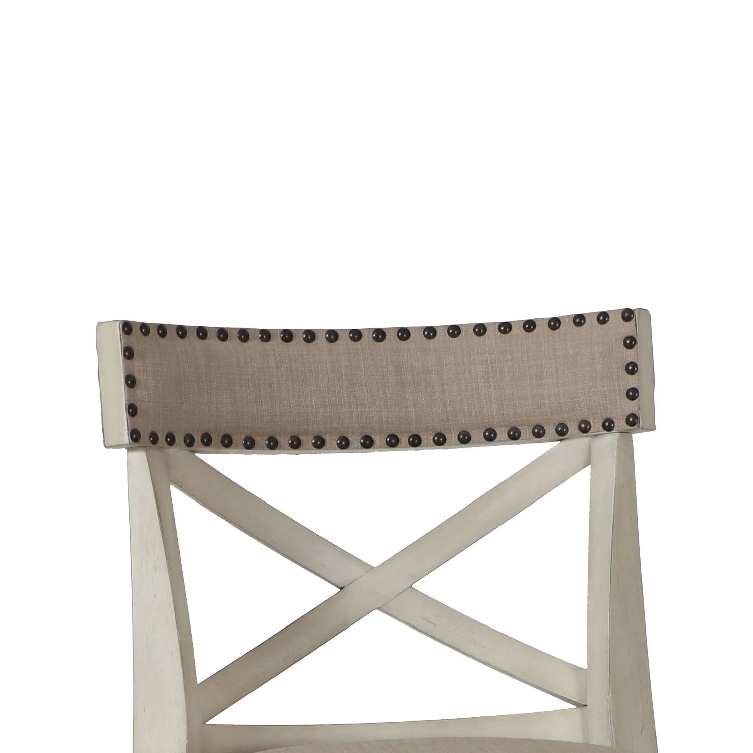 Curved X Shaped Back Swivel Counter Stool With Fabric Padded Seating, White By Benzara - Image 2