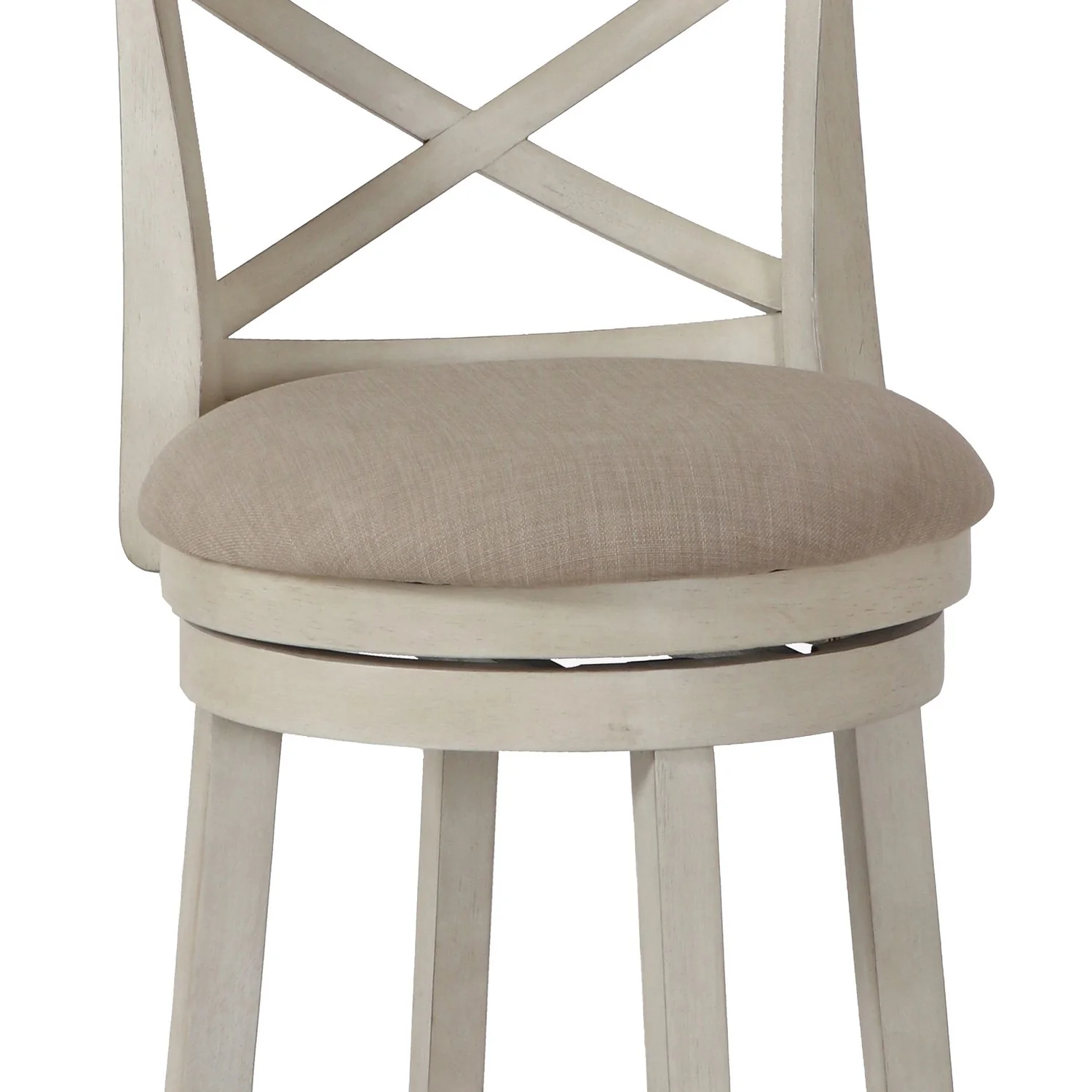 Curved X Shaped Back Swivel Counter Stool With Fabric Padded Seating, White By Benzara - Image 3