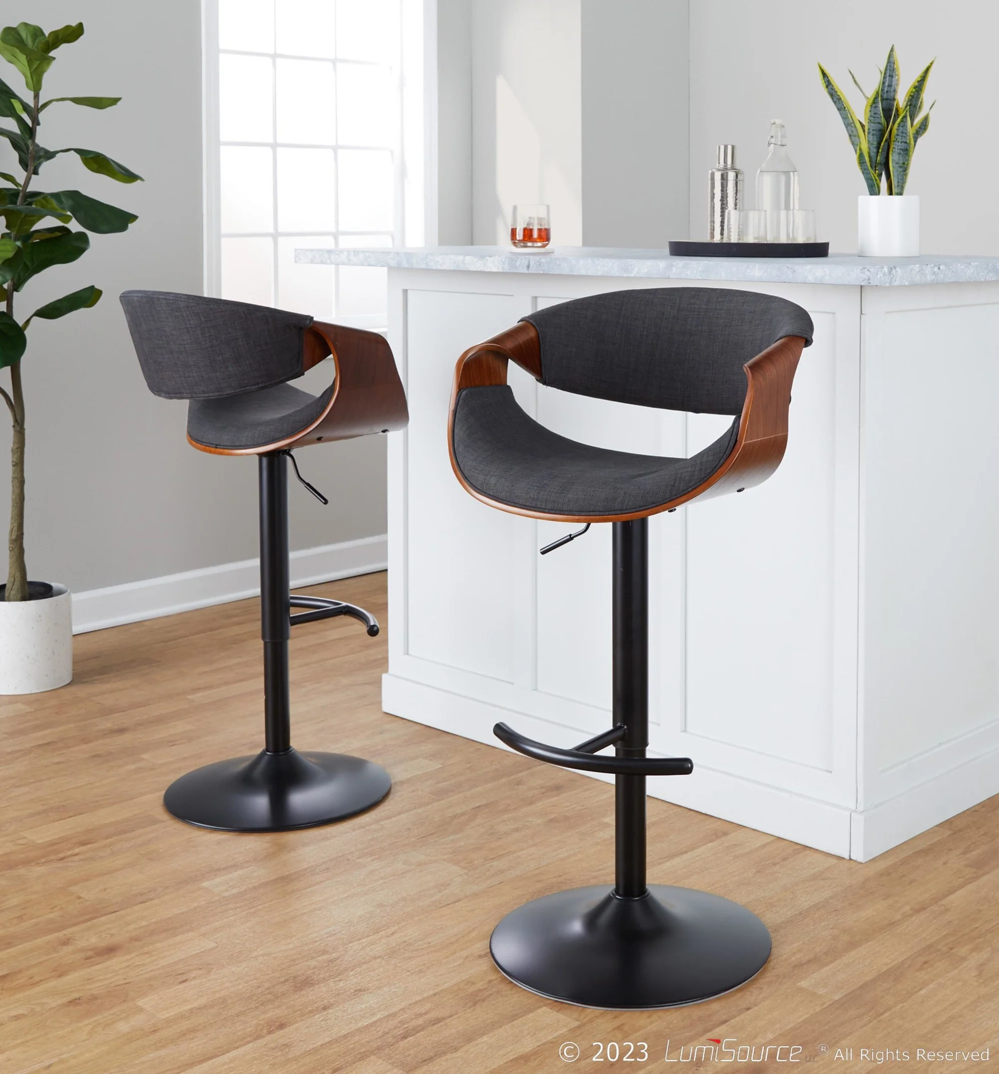Curvo Adjustable Barstool - Set of 2 By LumiSource - BS-CURVO-RT2 BKWLBU2 - Image 10