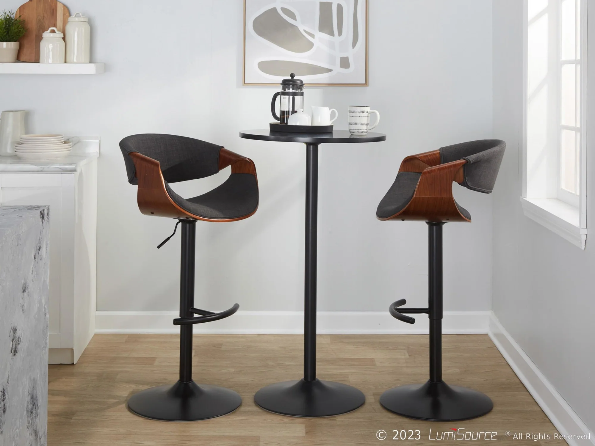 Curvo Adjustable Barstool - Set of 2 By LumiSource - BS-CURVO-RT2 BKWLBU2 - Image 11