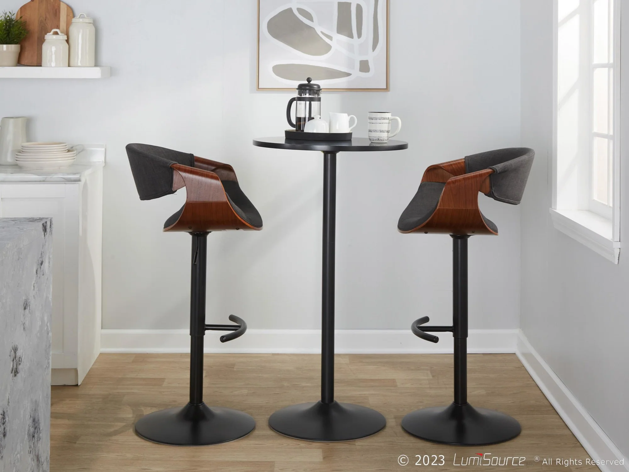 Curvo Adjustable Barstool - Set of 2 By LumiSource - BS-CURVO-RT2 BKWLBU2 - Image 12
