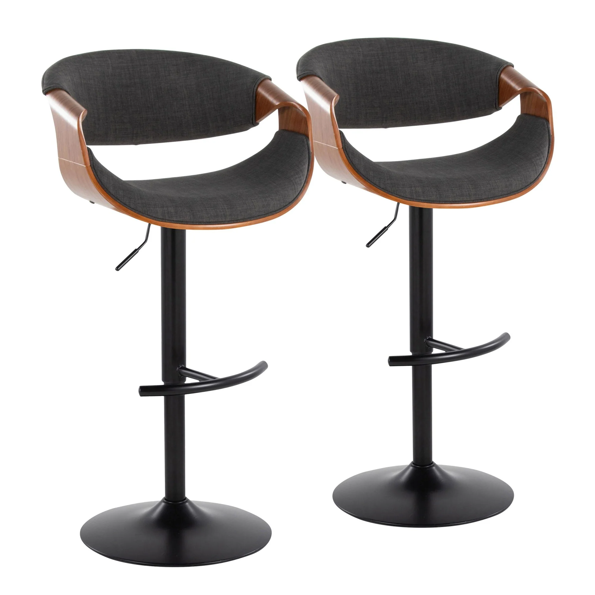 Curvo Adjustable Barstool - Set of 2 By LumiSource - BS-CURVO-RT2 BKWLBU2 - Image 13