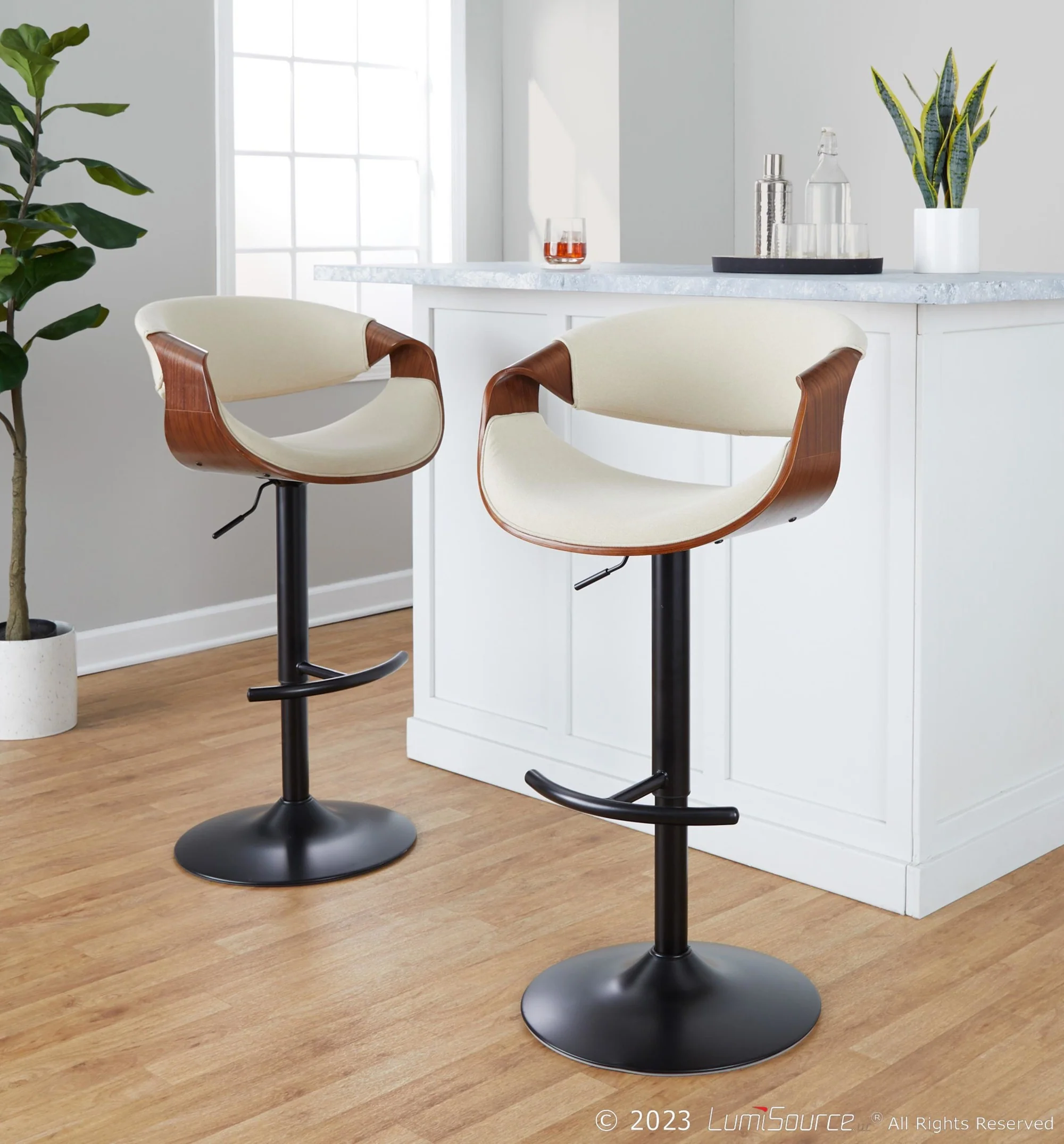 Curvo Adjustable Barstool - Set of 2 By LumiSource - BS-CURVO-RT2 BKWLBU2 - Image 19