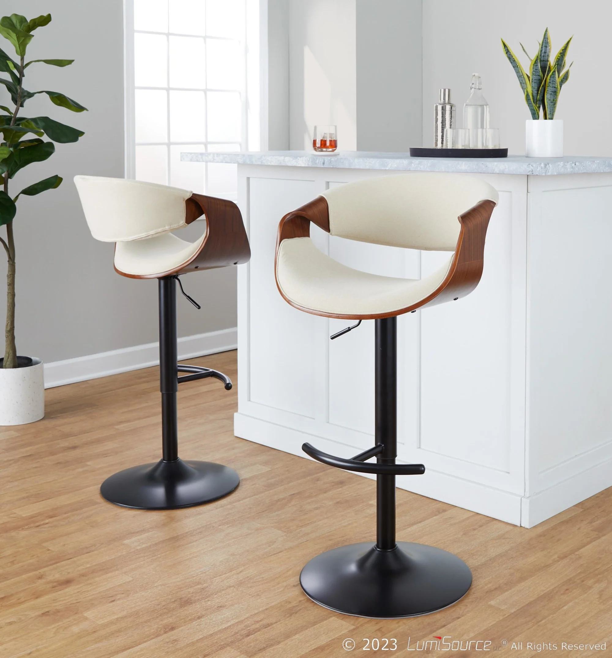 Curvo Adjustable Barstool - Set of 2 By LumiSource - BS-CURVO-RT2 BKWLBU2 - Image 20