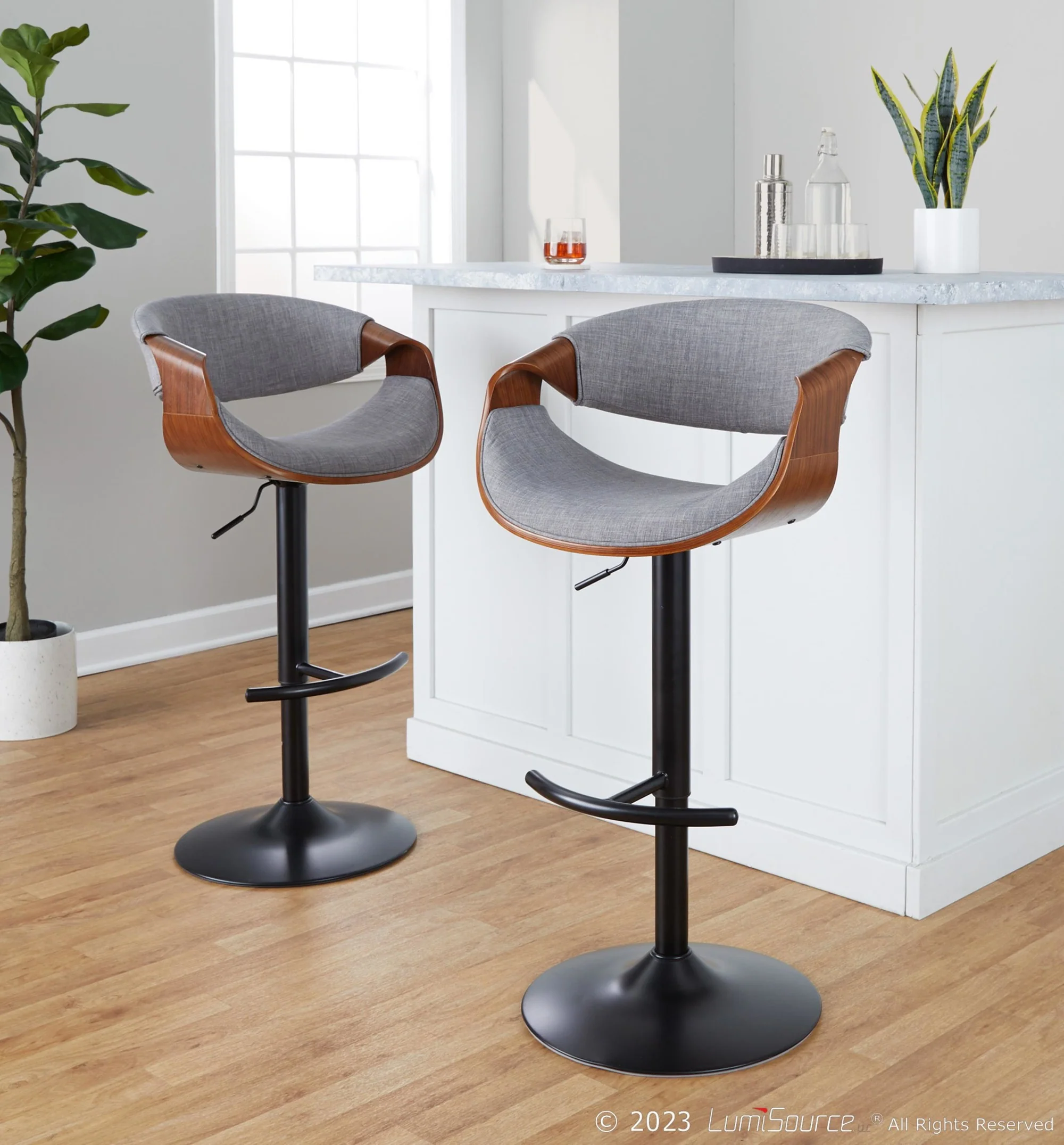 Curvo Adjustable Barstool - Set of 2 By LumiSource - BS-CURVO-RT2 BKWLBU2 - Image 27