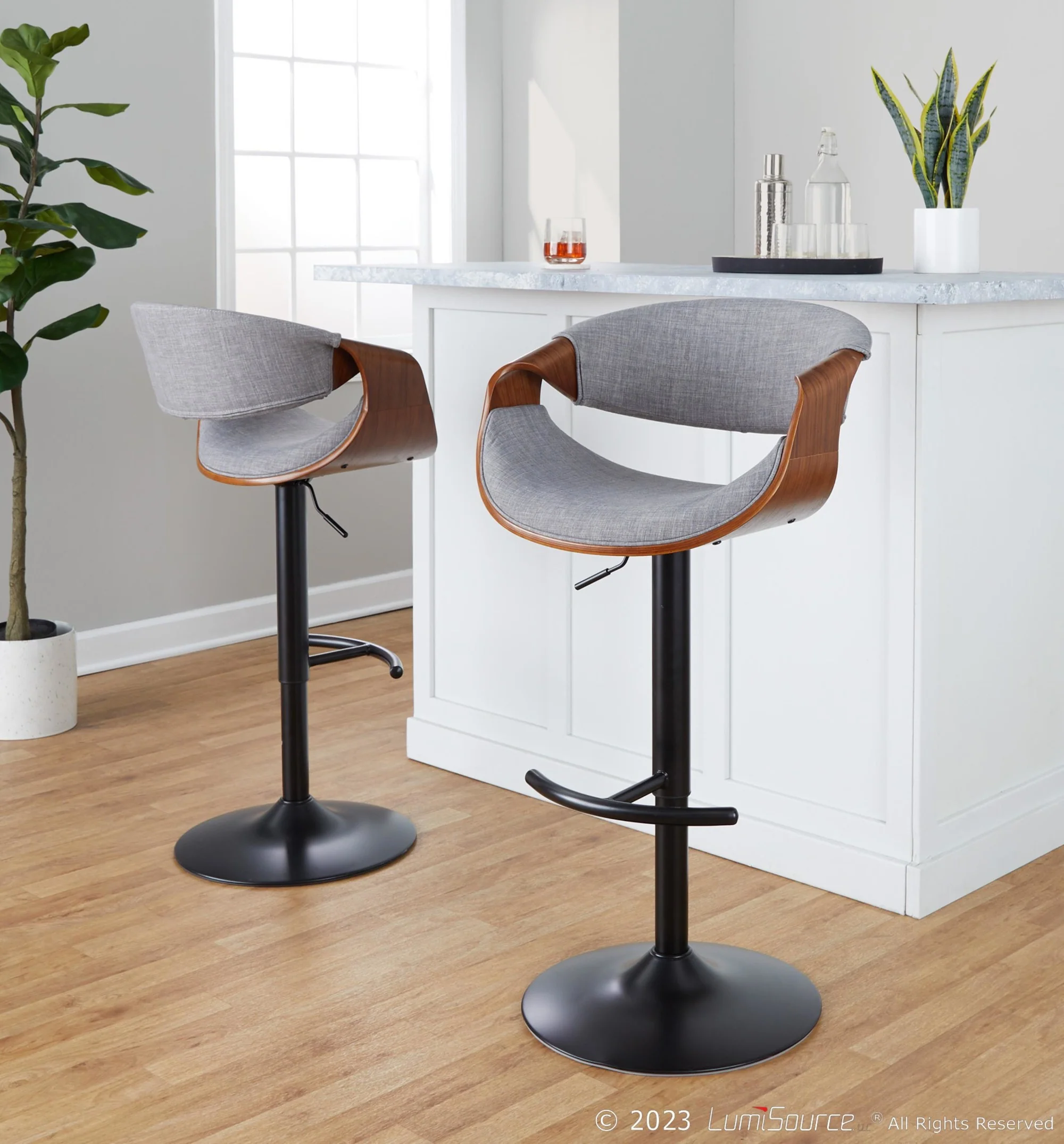 Curvo Adjustable Barstool - Set of 2 By LumiSource - BS-CURVO-RT2 BKWLBU2 - Image 28