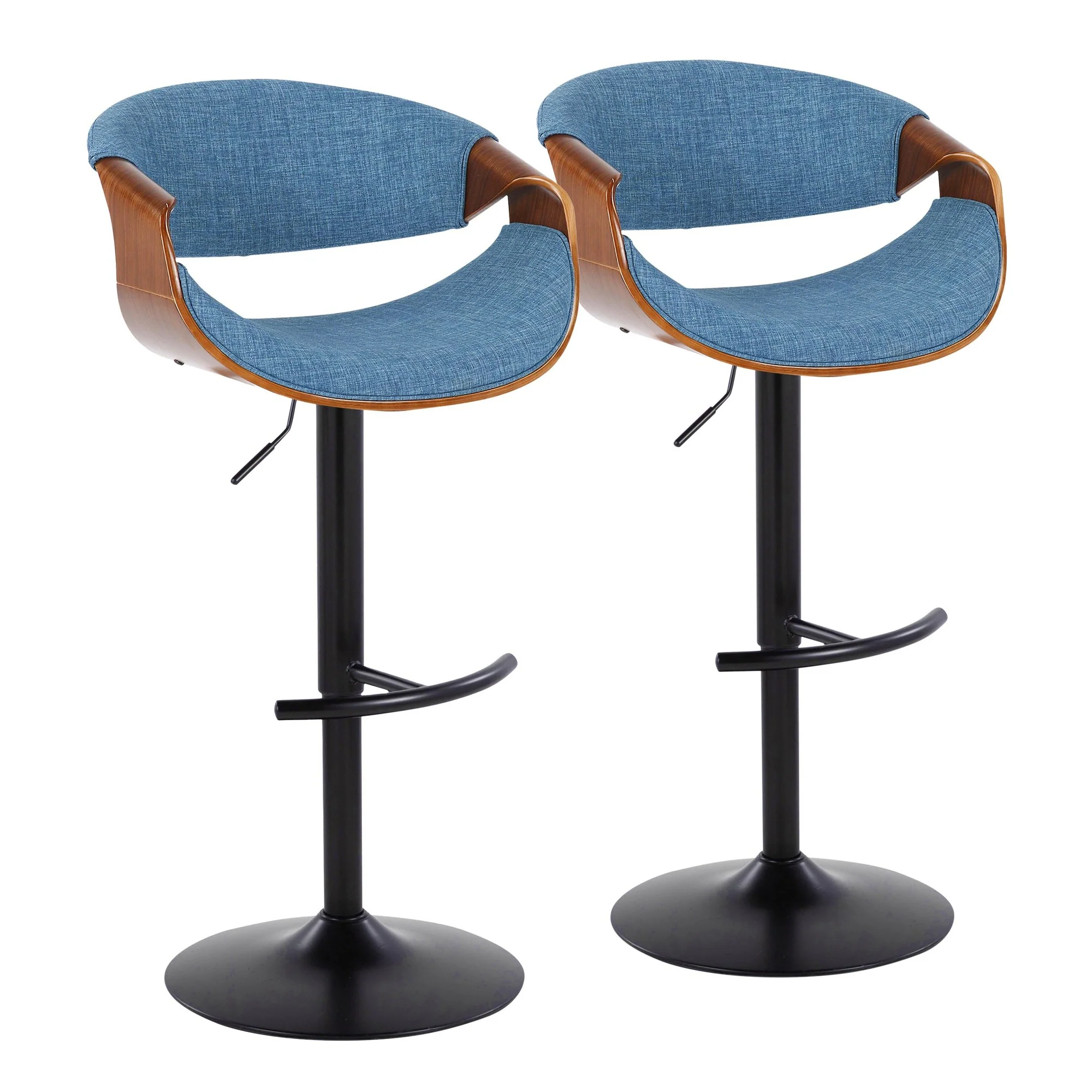 Curvo Adjustable Barstool - Set of 2 By LumiSource - BS-CURVO-RT2 BKWLBU2 - Image 3