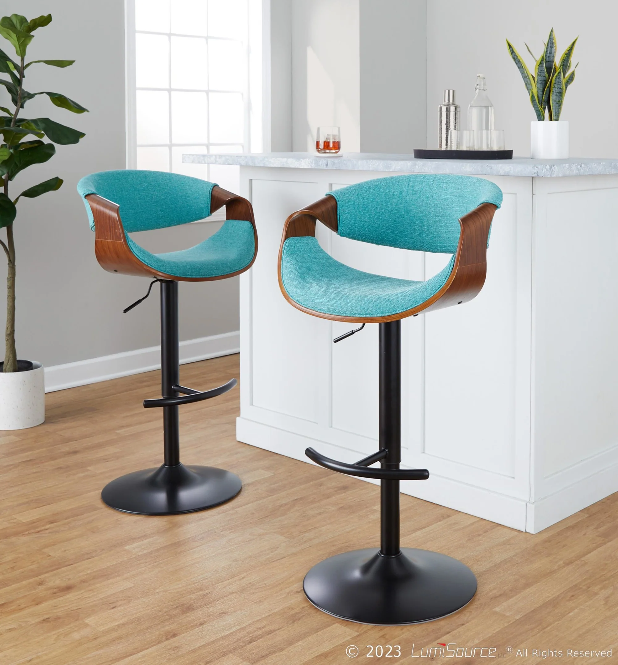 Curvo Adjustable Barstool - Set of 2 By LumiSource - BS-CURVO-RT2 BKWLBU2 - Image 35