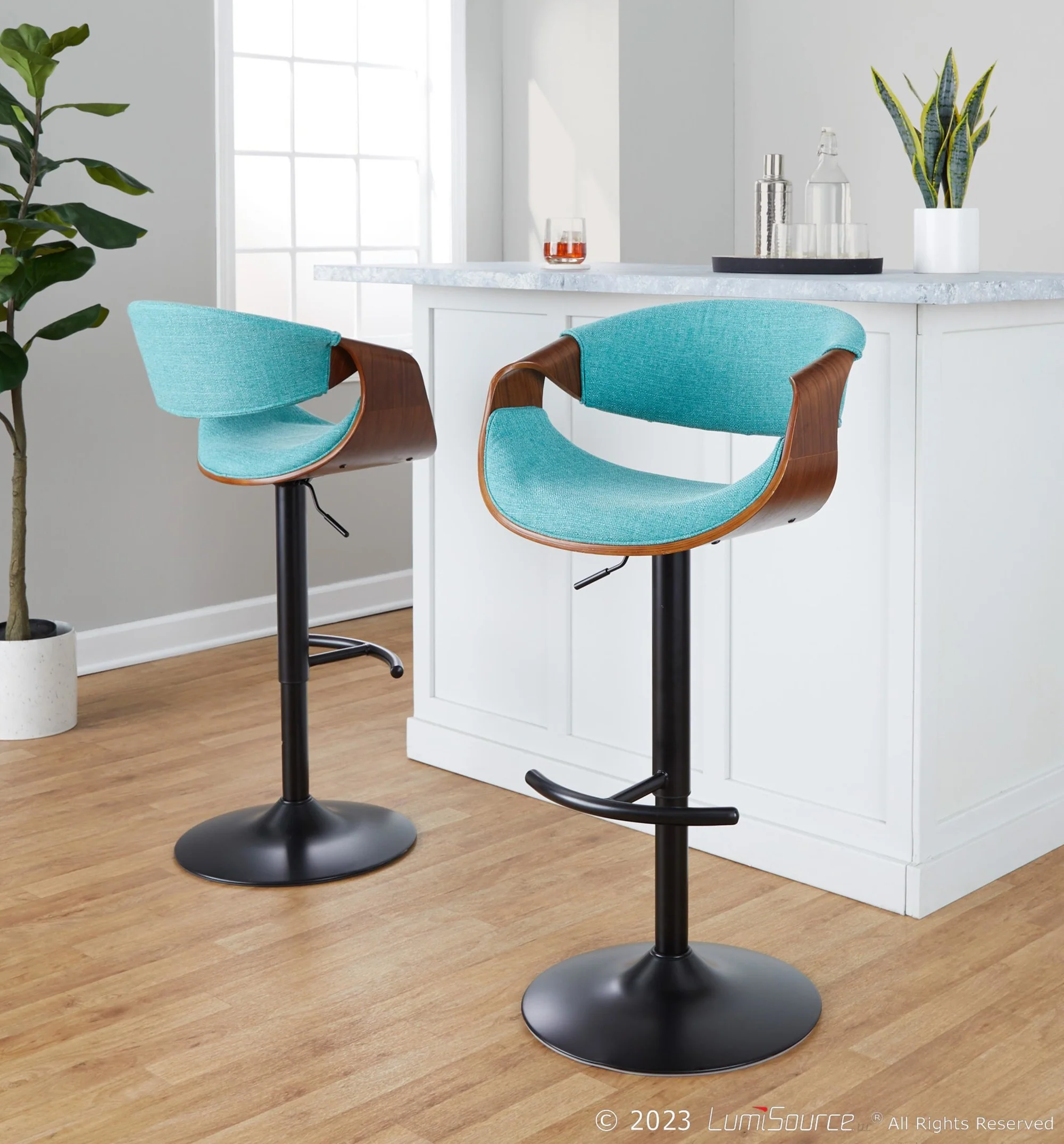 Curvo Adjustable Barstool - Set of 2 By LumiSource - BS-CURVO-RT2 BKWLBU2 - Image 36