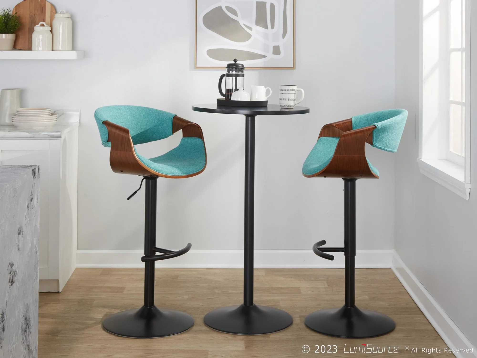 Curvo Adjustable Barstool - Set of 2 By LumiSource - BS-CURVO-RT2 BKWLBU2 - Image 37