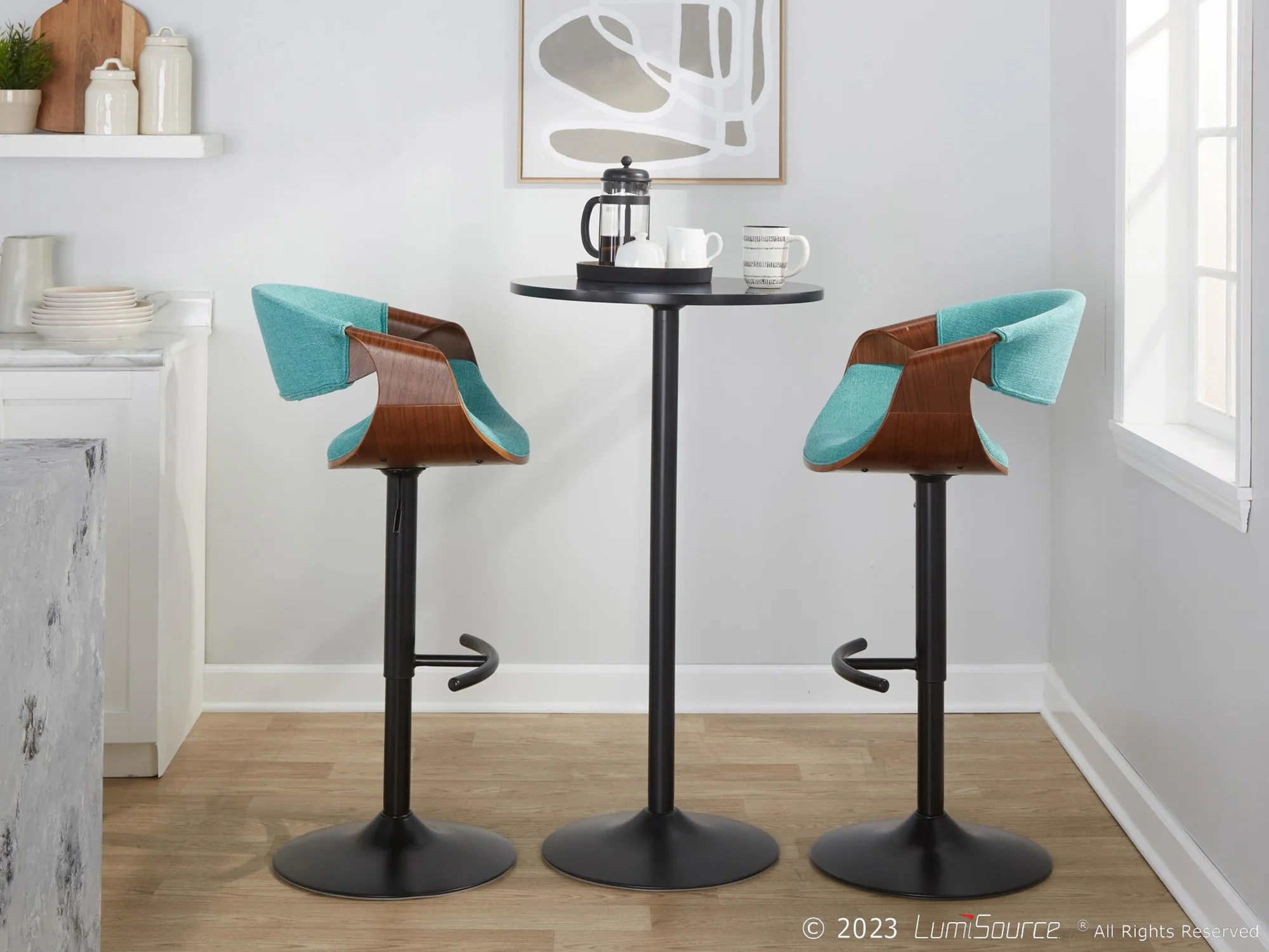 Curvo Adjustable Barstool - Set of 2 By LumiSource - BS-CURVO-RT2 BKWLBU2 - Image 38