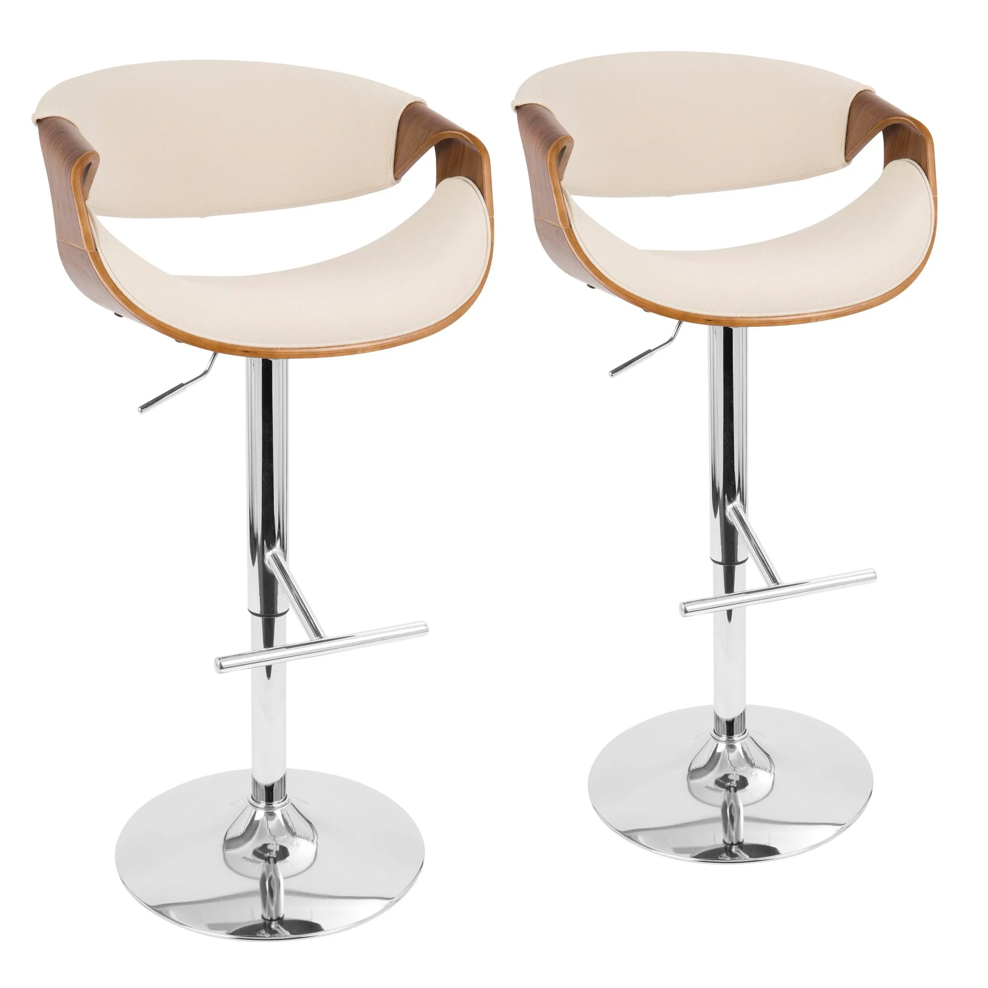 Curvo Adjustable Barstool - Set of 2 Cream By LumiSource - Image 2