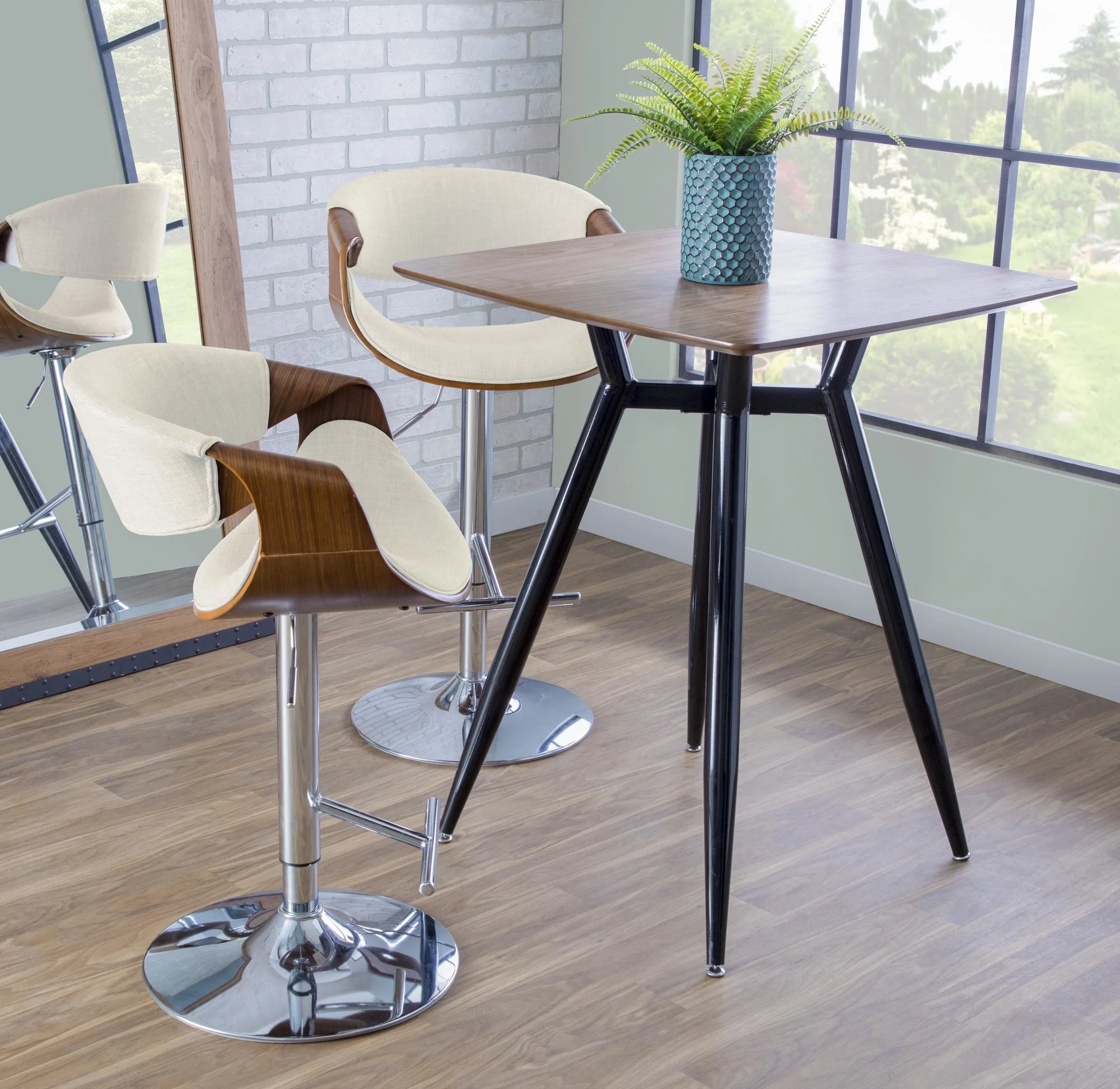 Curvo Adjustable Barstool - Set of 2 Cream By LumiSource - Image 6