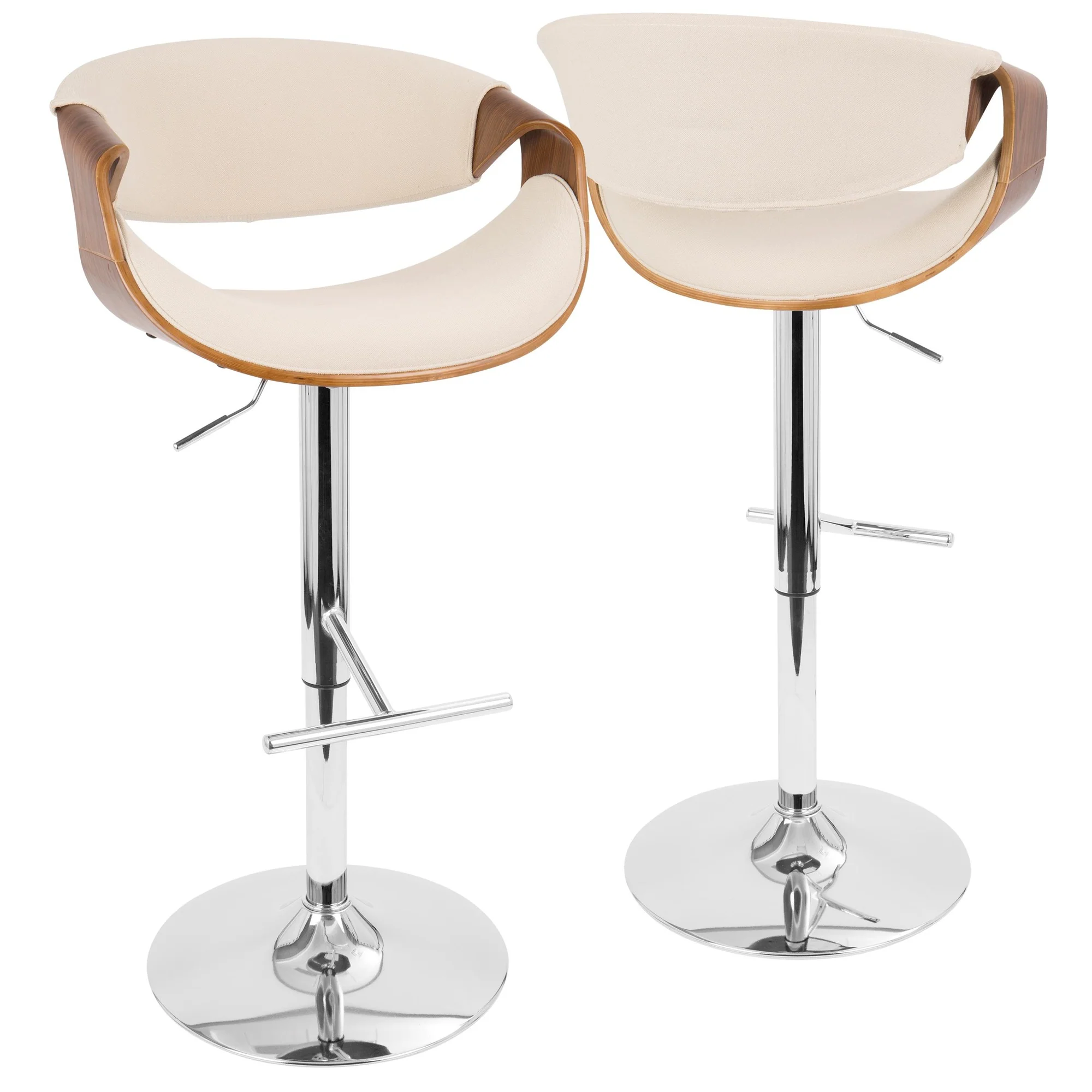 Curvo Adjustable Barstool - Set of 2 Cream By LumiSource - Image 7