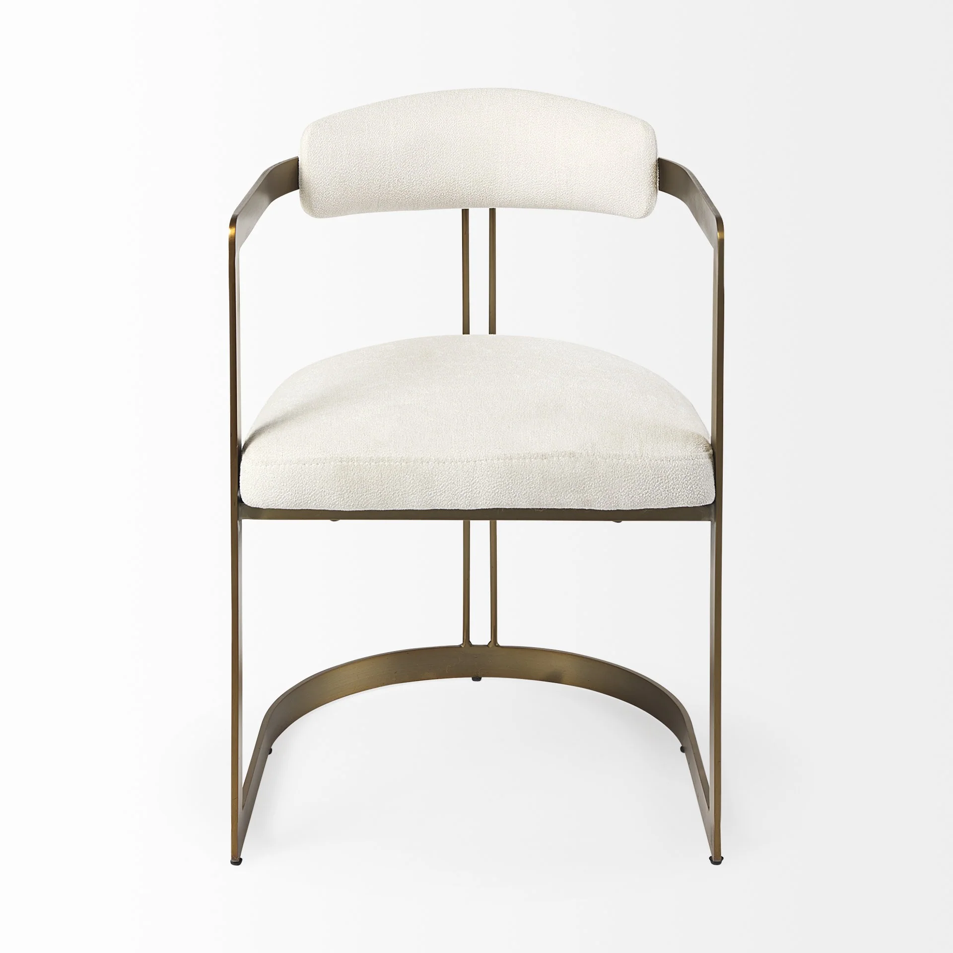 Curvy Gold And White Upholstered Dining Armchair By Homeroots - Image 2