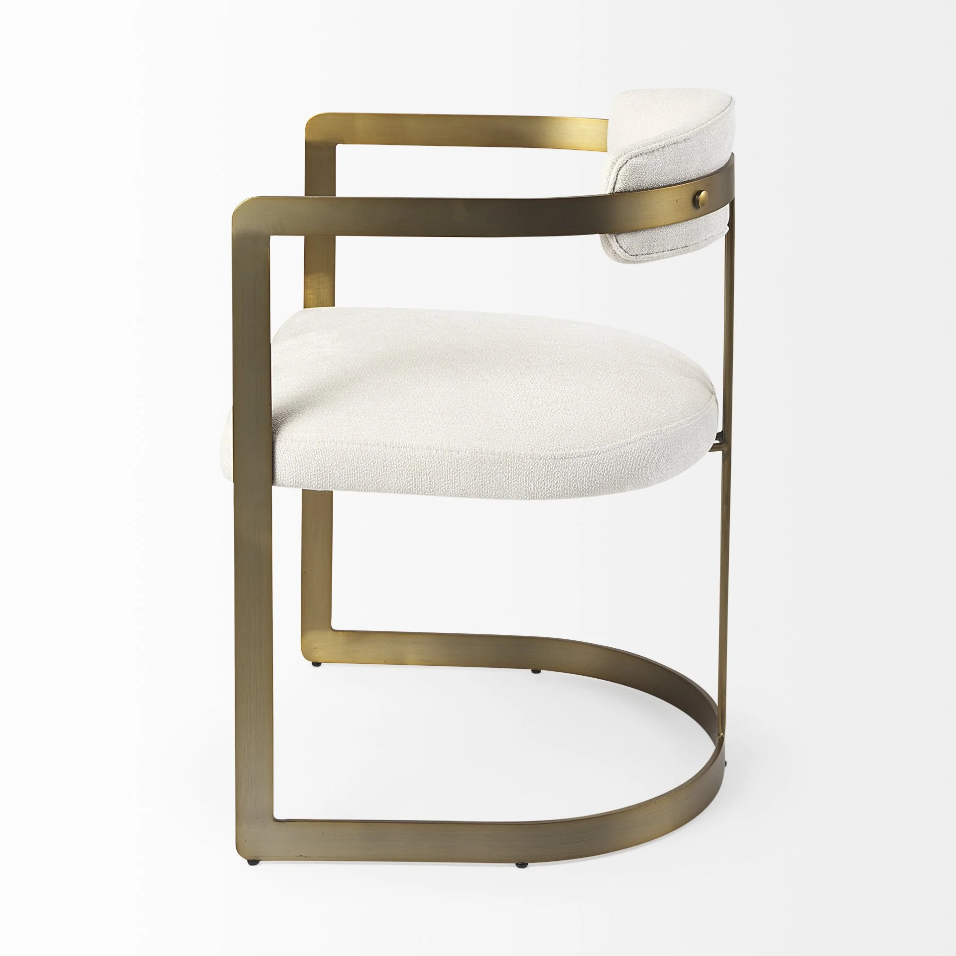 Curvy Gold And White Upholstered Dining Armchair By Homeroots - Image 3