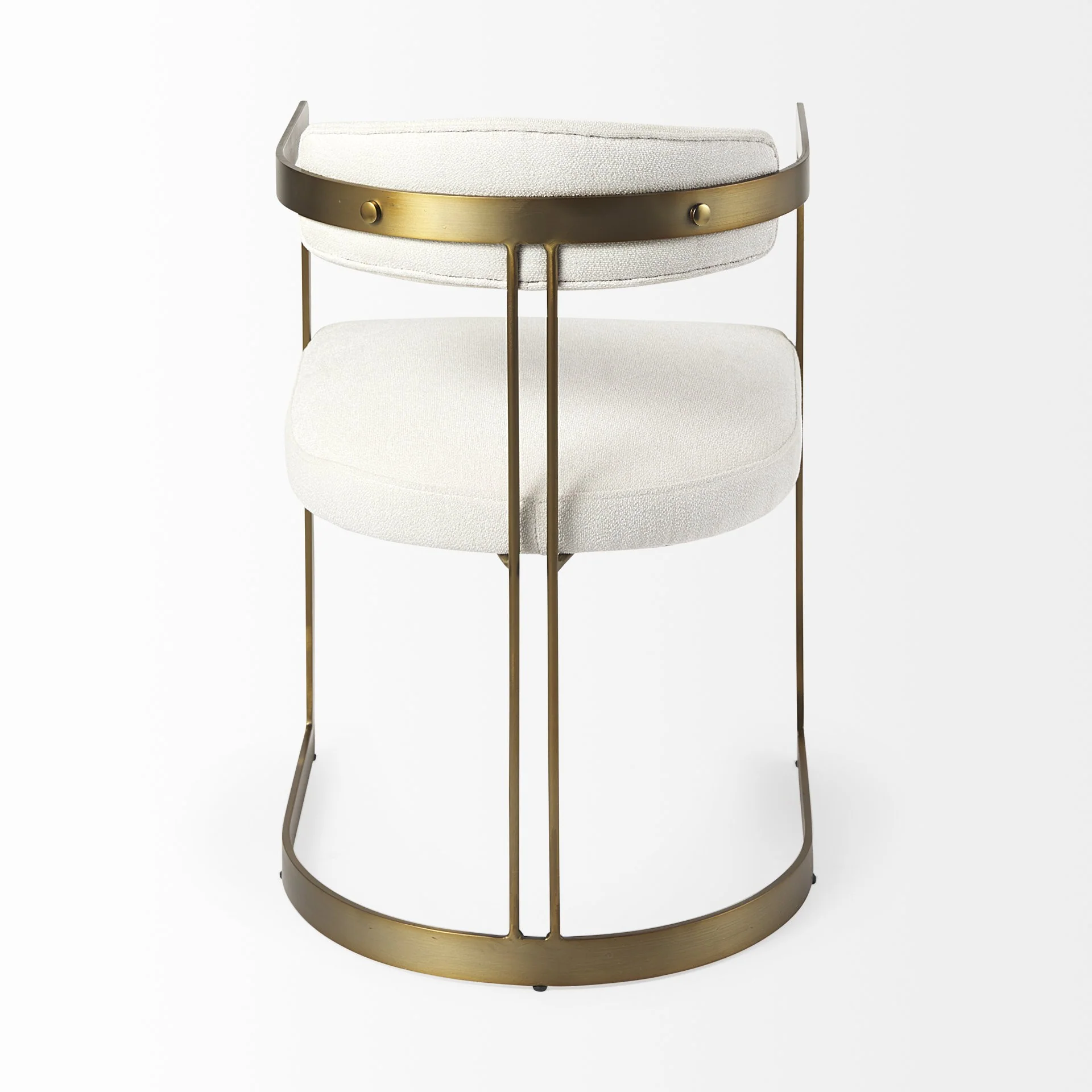 Curvy Gold And White Upholstered Dining Armchair By Homeroots - Image 4