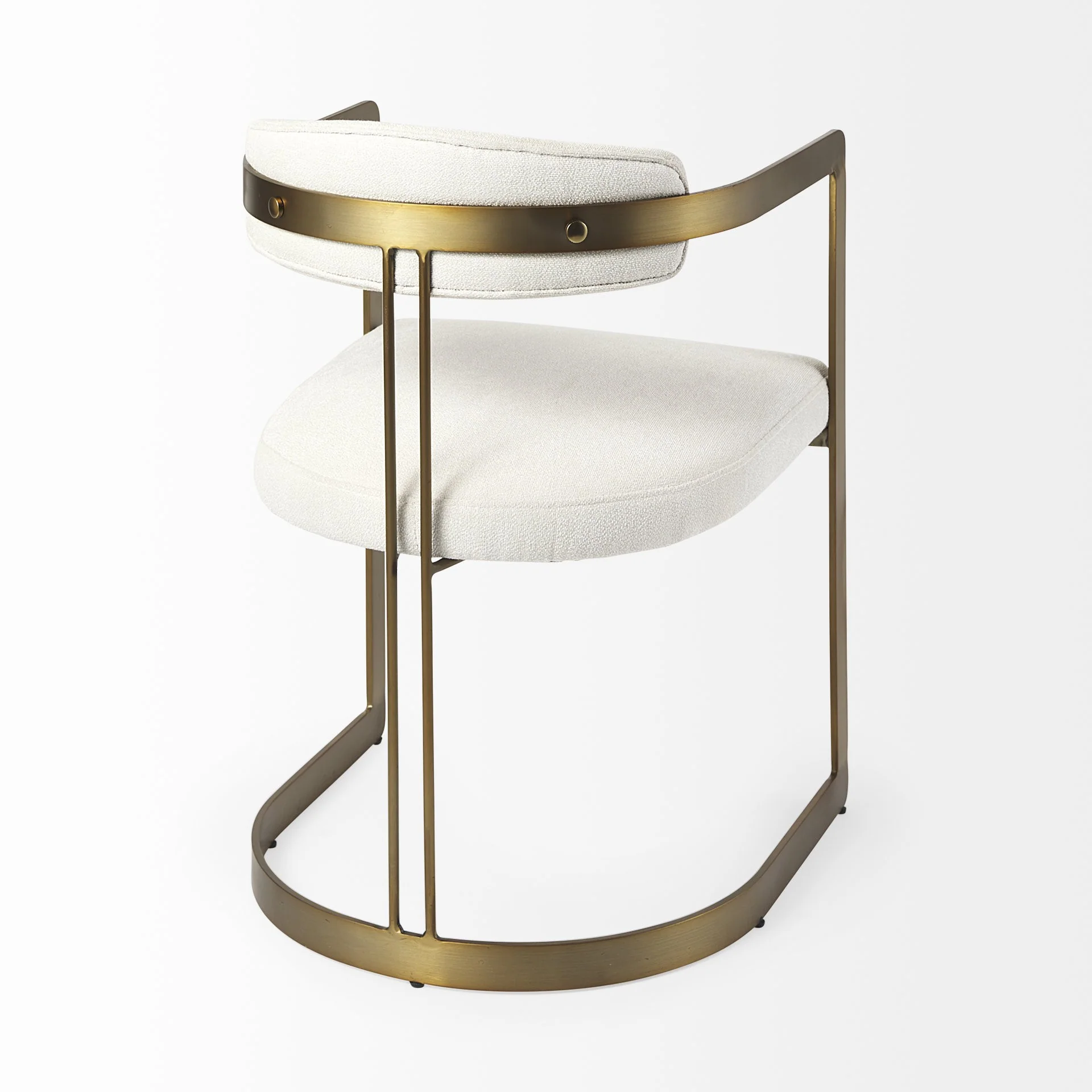 Curvy Gold And White Upholstered Dining Armchair By Homeroots - Image 5