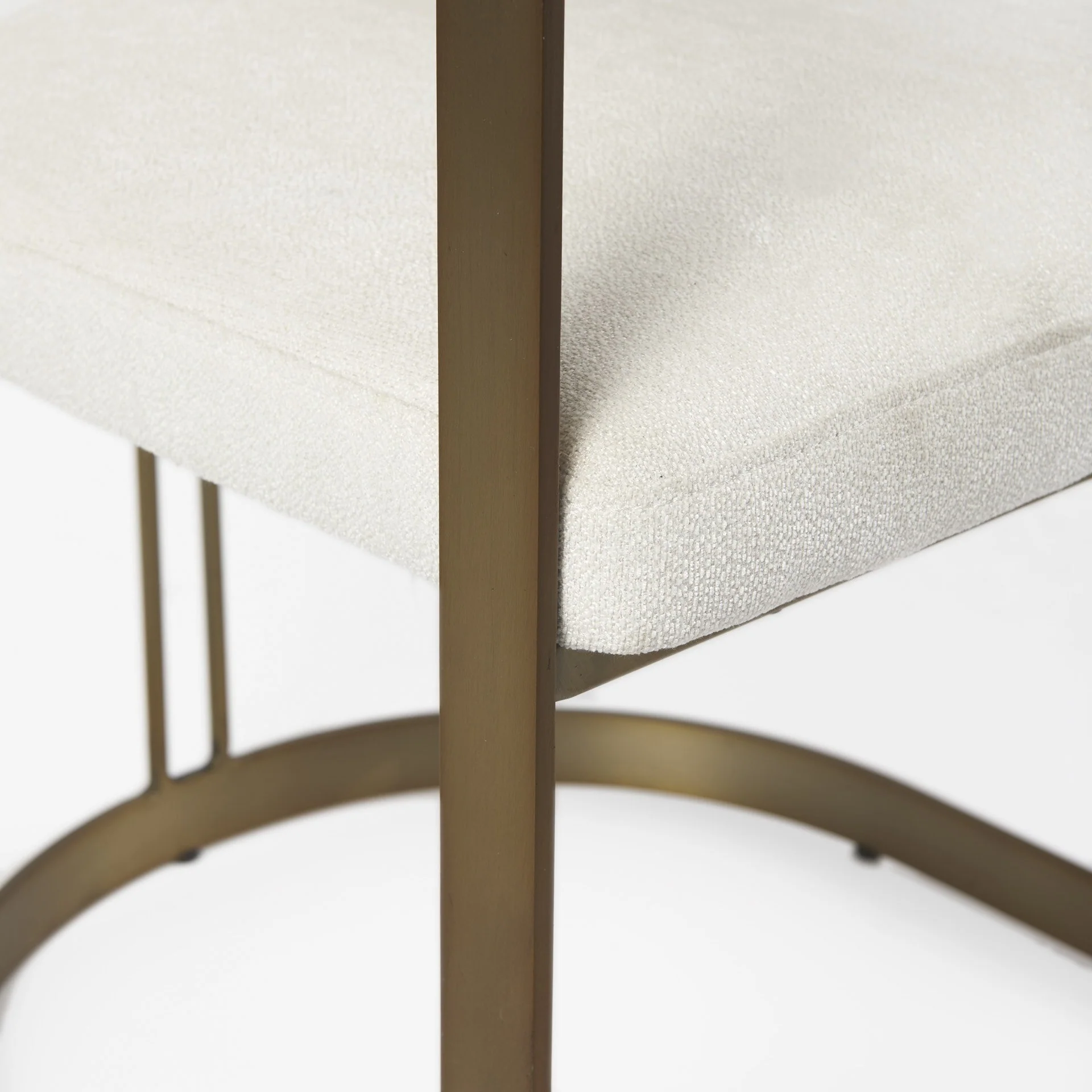 Curvy Gold And White Upholstered Dining Armchair By Homeroots - Image 8