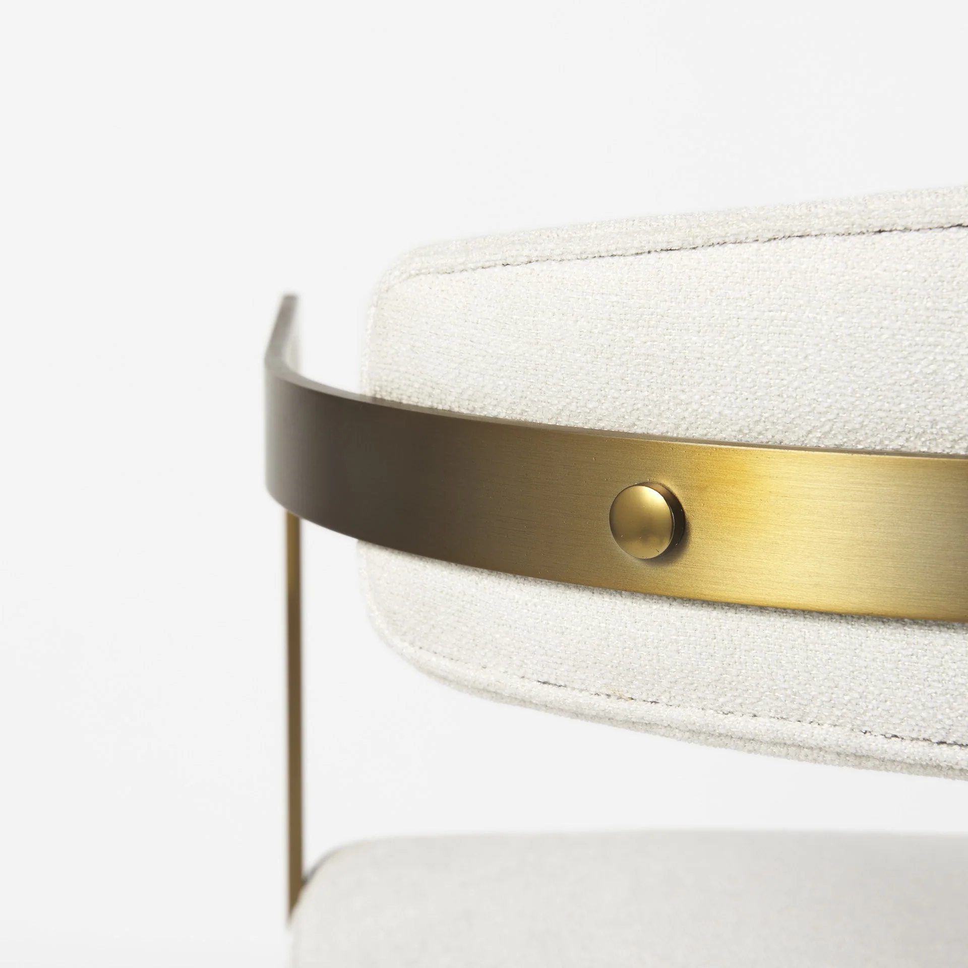 Curvy Gold And White Upholstered Dining Armchair By Homeroots - Image 9
