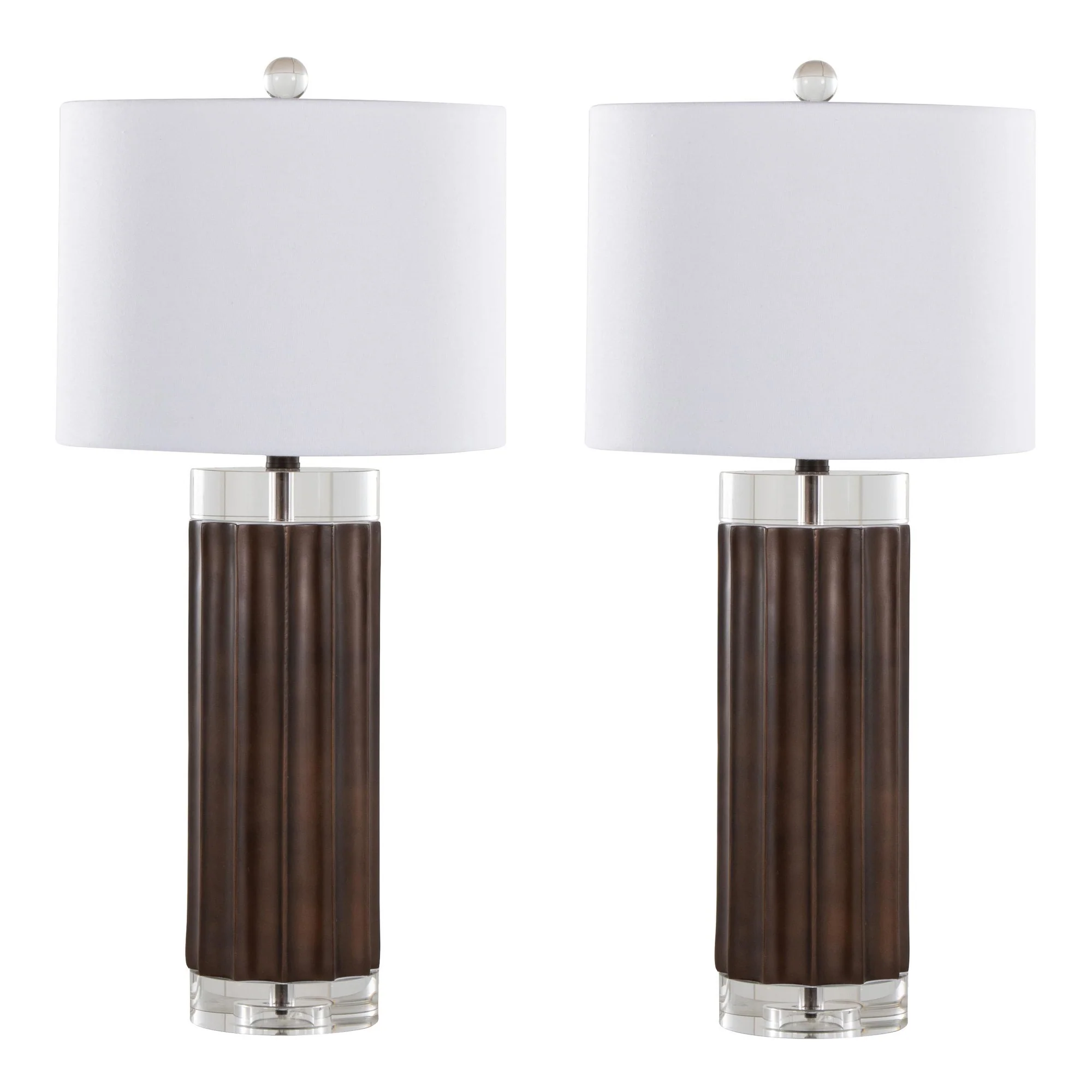 Cylinder Fluted 29.25" Polyresin Table Lamp - Set of 2 By LumiSource - GTP29-CYLFLT BNW2 - Image 3