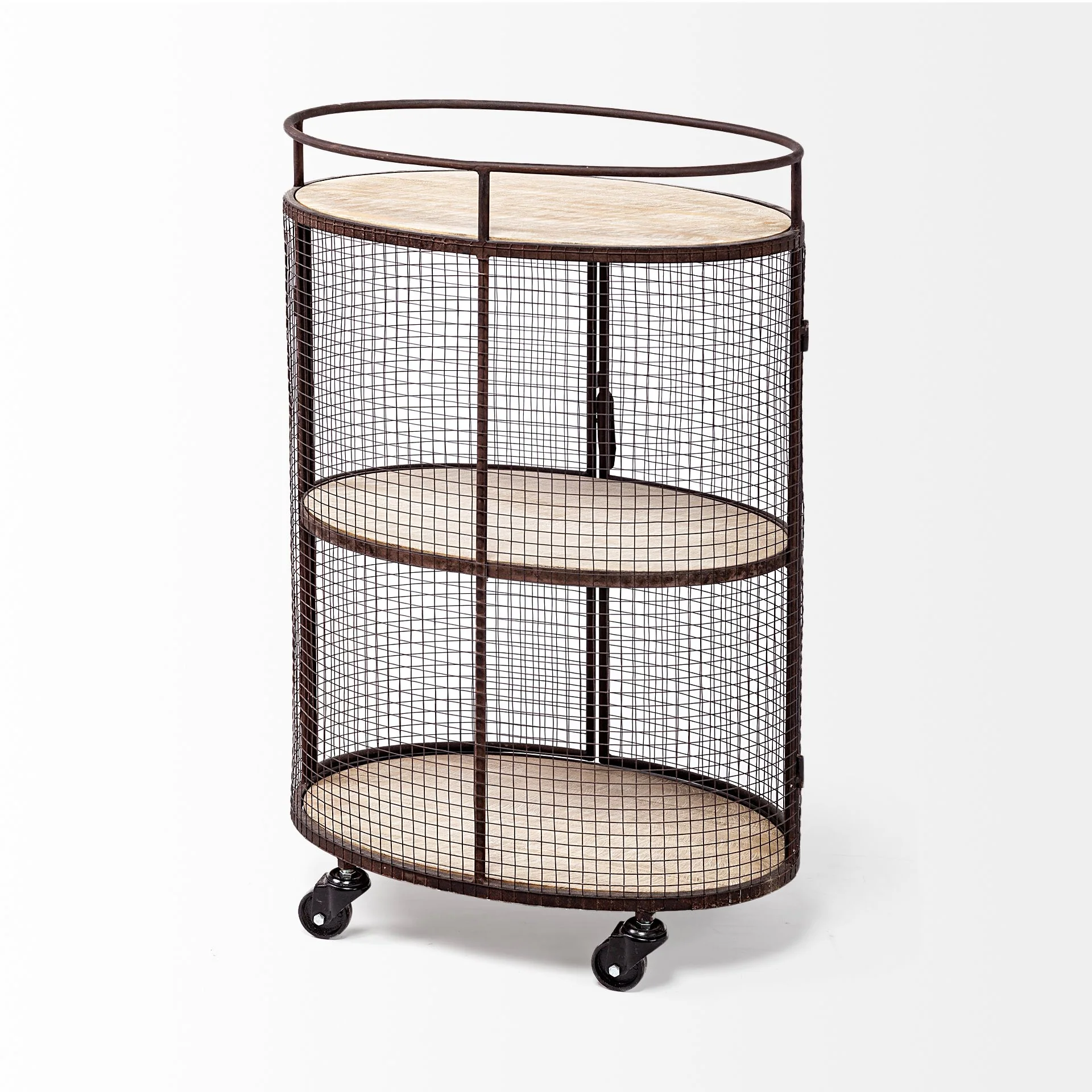 Cylindrical Matte Black Metal Bar Cart By Homeroots - Image 3